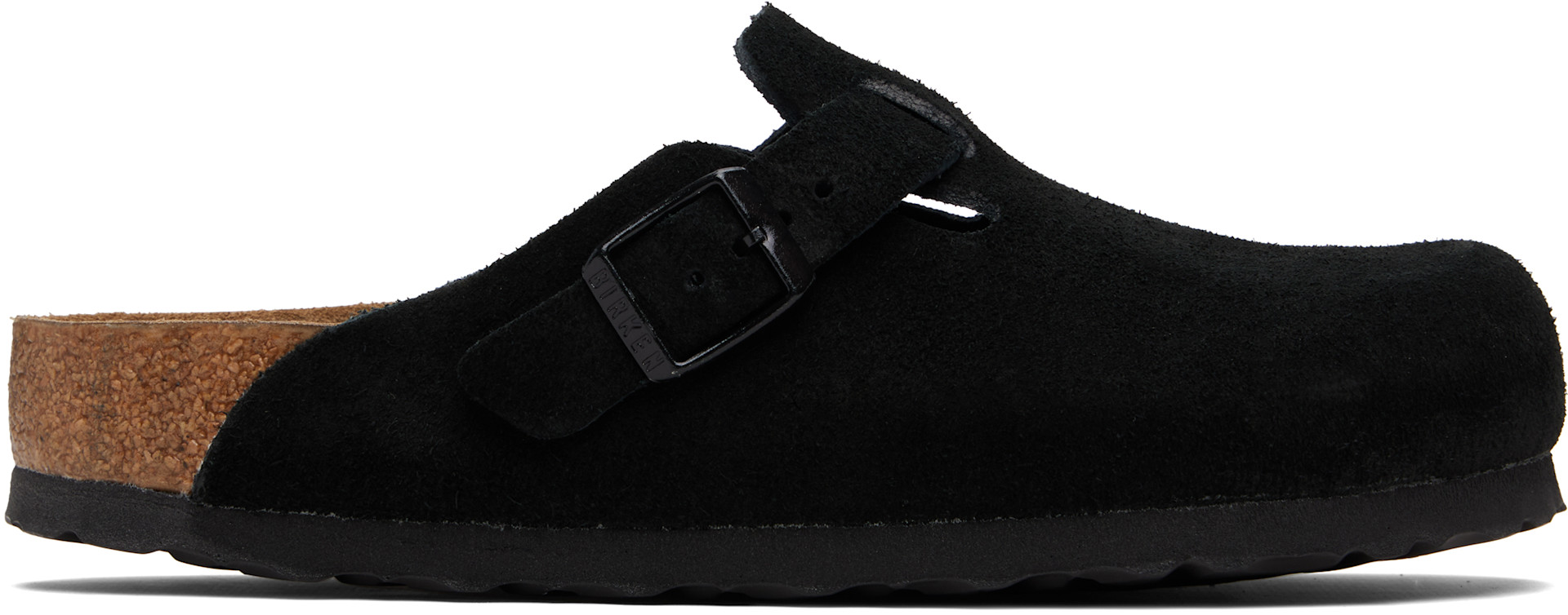 Birkenstock: ブラック Boston Soft Footbed スエードレザー