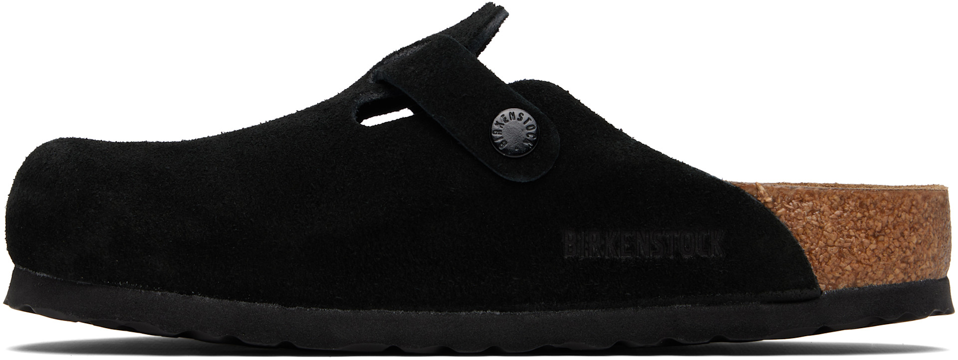Birkenstock: ブラック Boston Soft Footbed スエードレザー