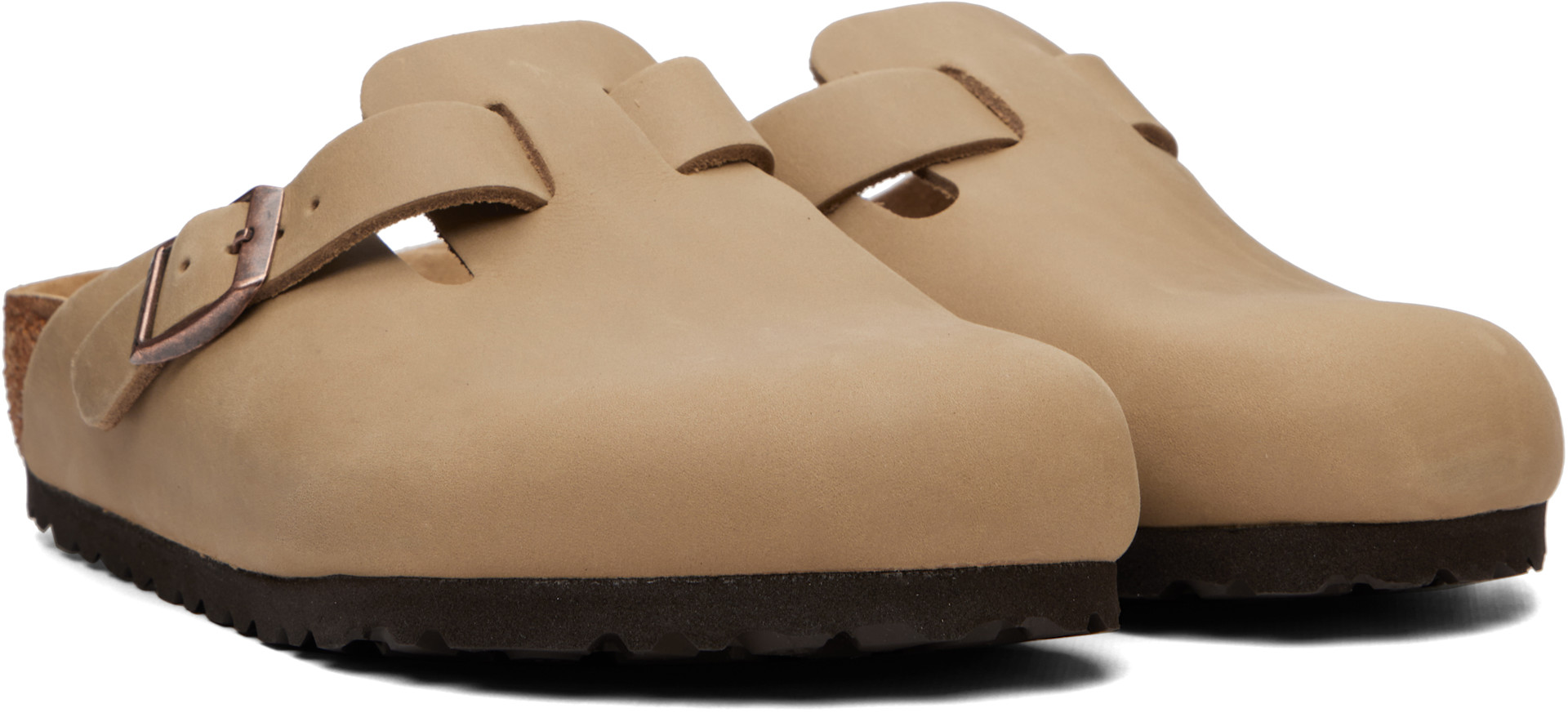 Birkenstock: ブラウン Regular Boston オイルレザー クロッグ