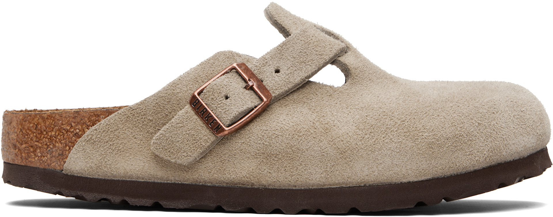靴 BIRKENSTOCK / Boston Taupe Birkenstock: Taupe Regular Boston Soft Footbed Suede Leather