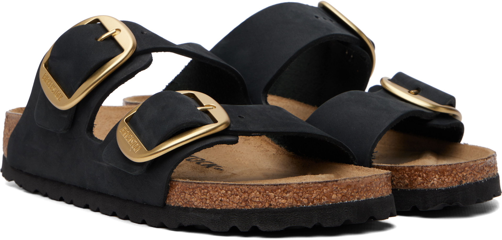 Birkenstock: ブラック Narrow Arizona Big Buckle ヌバック サンダル