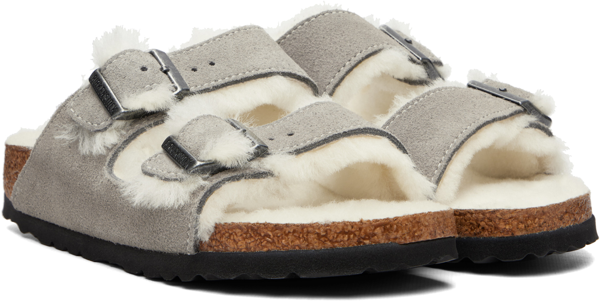 BIRKENSTOCK サンダル グレー 36 230 Birkenstock: グレー Narrow Arizona シアリング サンダル | SSENSE 日本