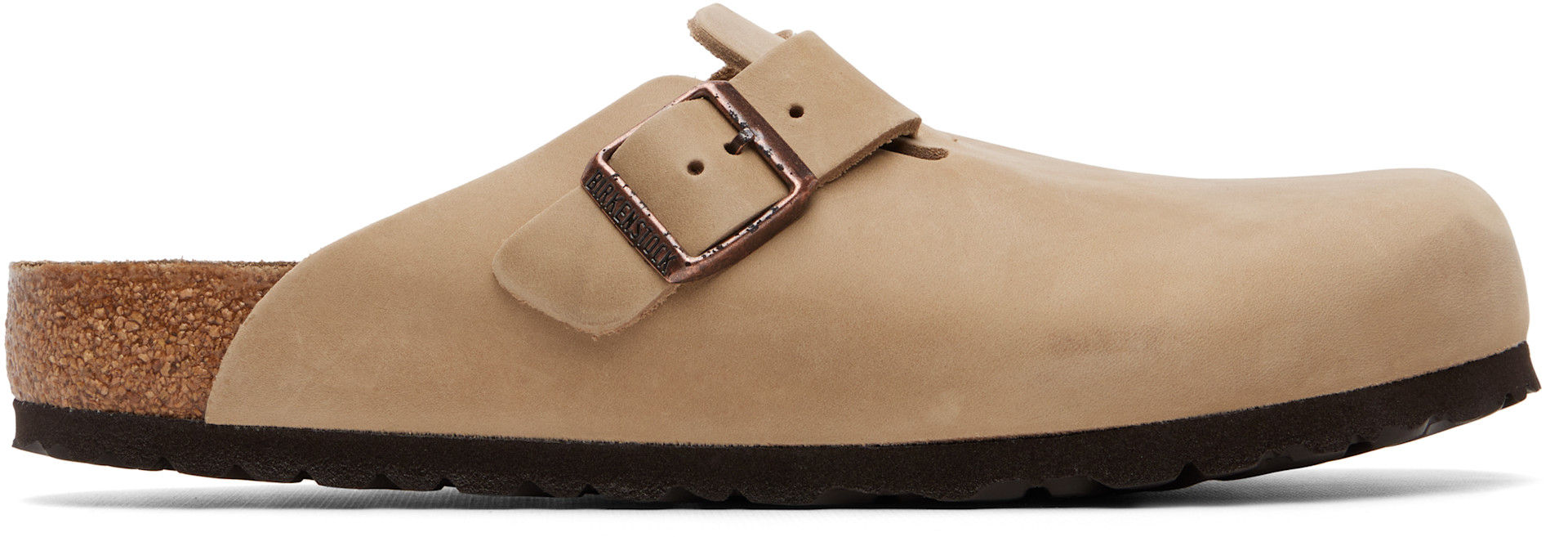 Birkenstock: ベージュ Boston オイルレザー レギュラー クロッグ