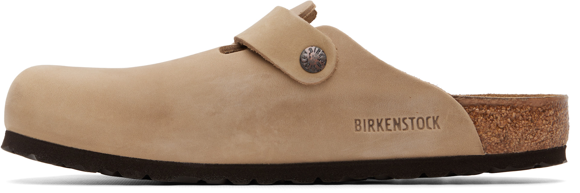 Birkenstock: ベージュ Boston オイルレザー レギュラー クロッグ