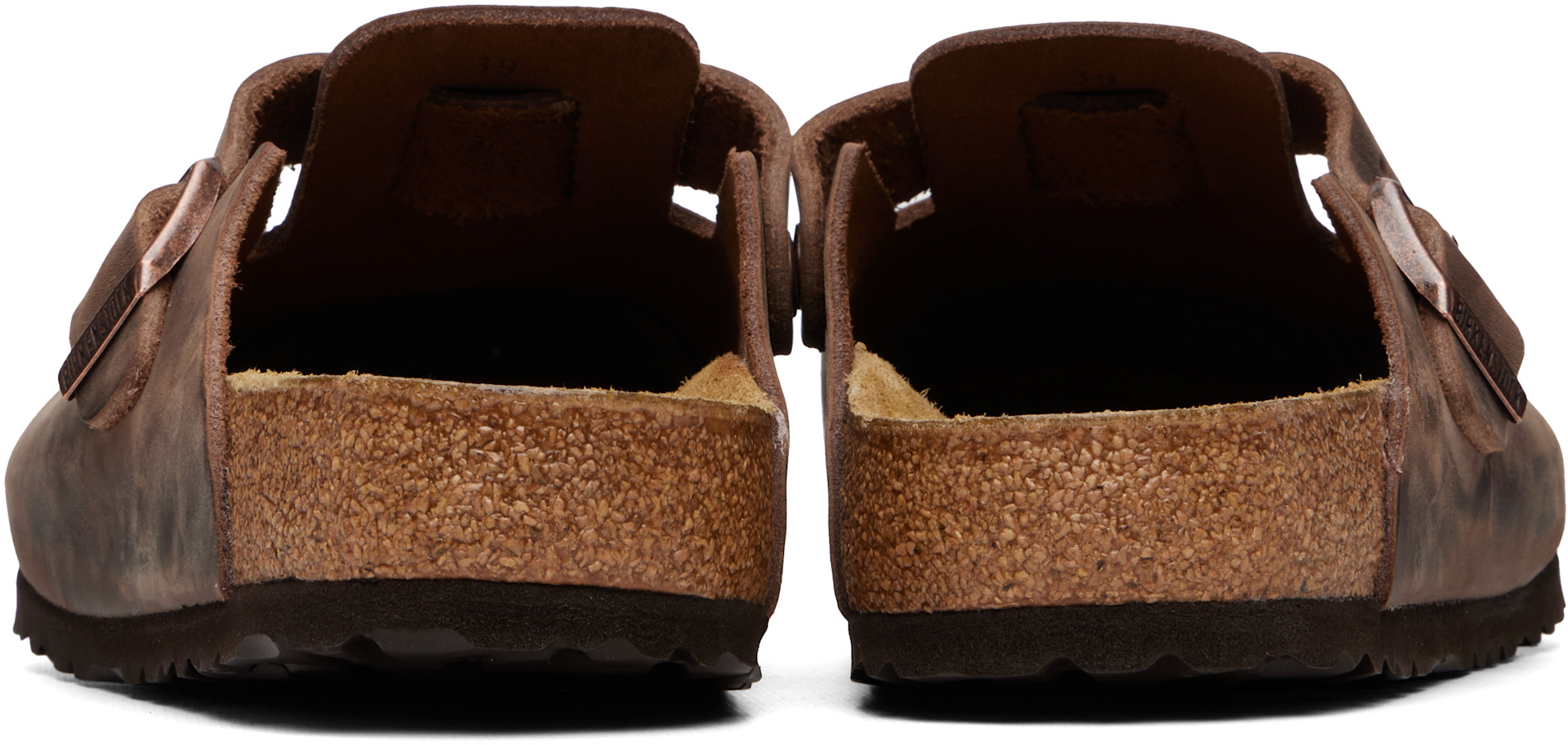 Birkenstock: ブラウン Boston レギュラー オイルレザー クロッグ