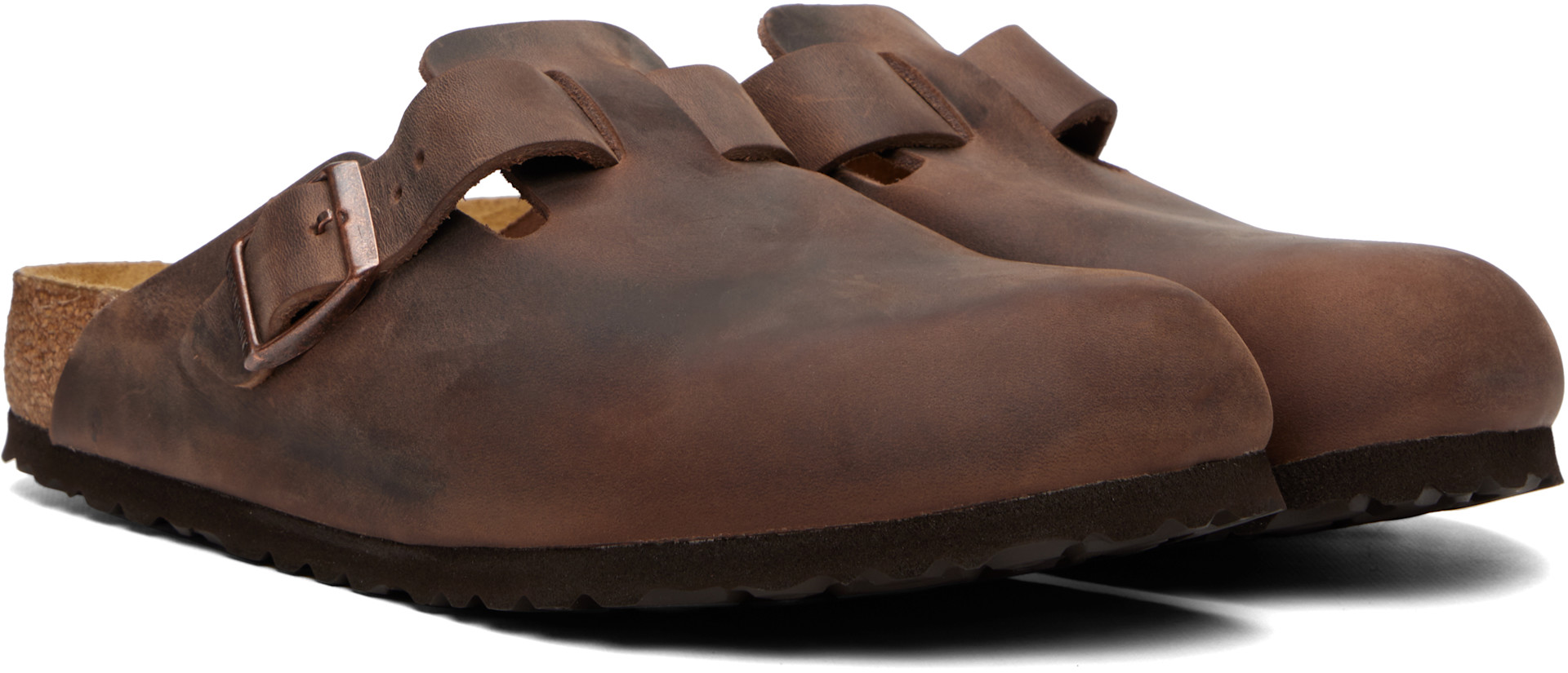 Birkenstock: ブラウン Boston レギュラー オイルレザー クロッグ