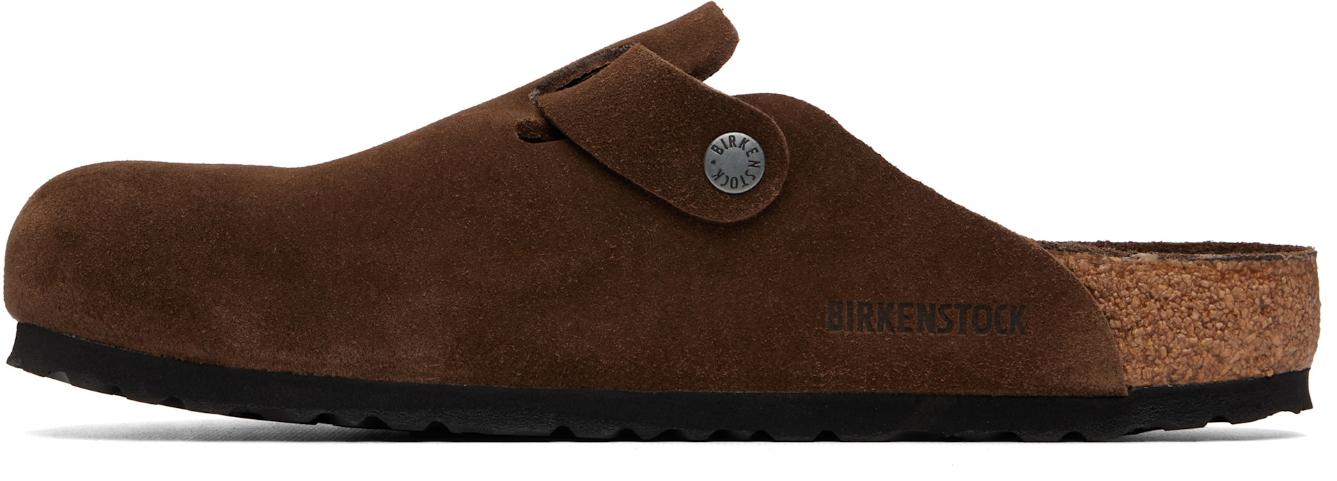 Birkenstock: ブラウン Boston Soft Footbed スエードレザー クロッグ