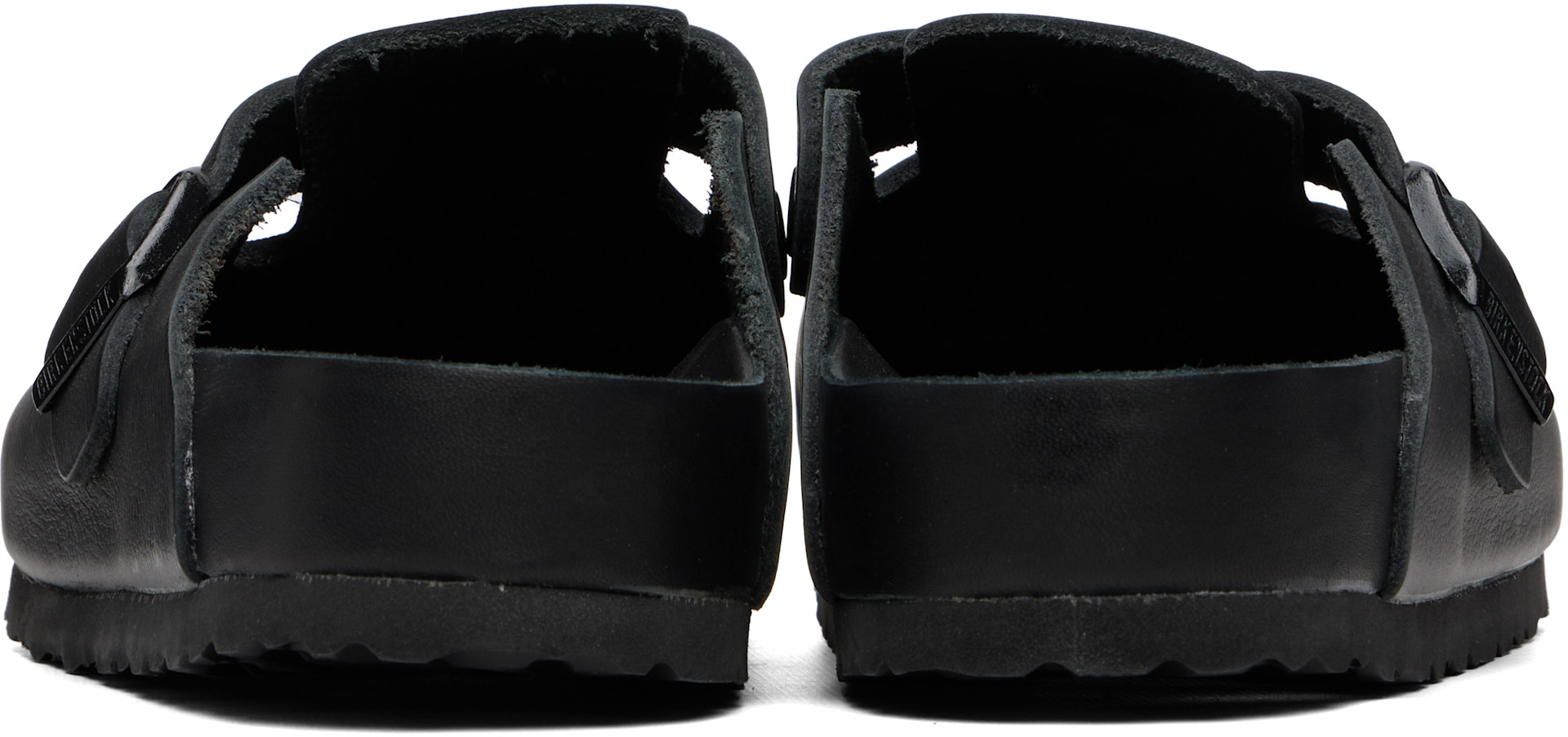 Birkenstock: ブラック Boston レギュラー レザー クロッグ | SSENSE 日本