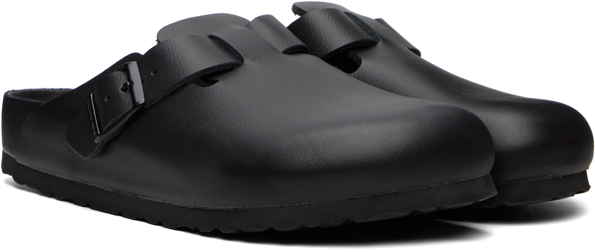Birkenstock: ブラック Boston レギュラー レザー クロッグ | SSENSE 日本