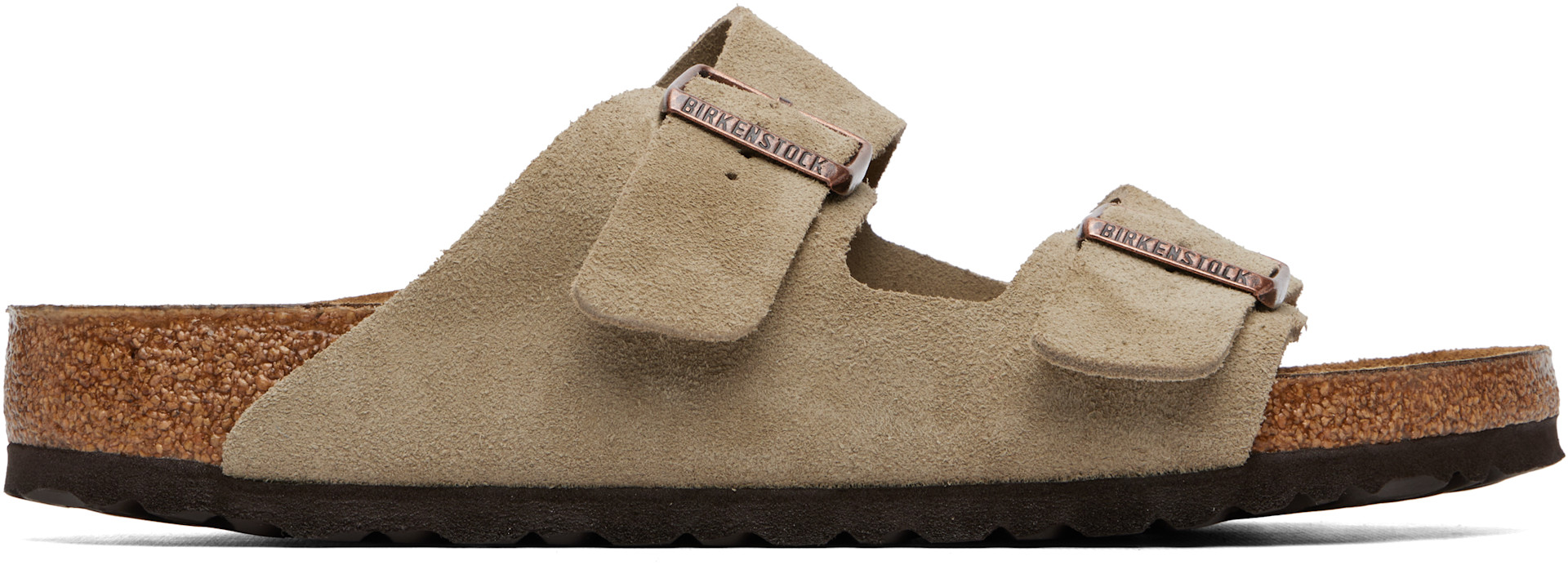 Birkenstock: トープ Arizona レギュラー スエード レザー サンダル 