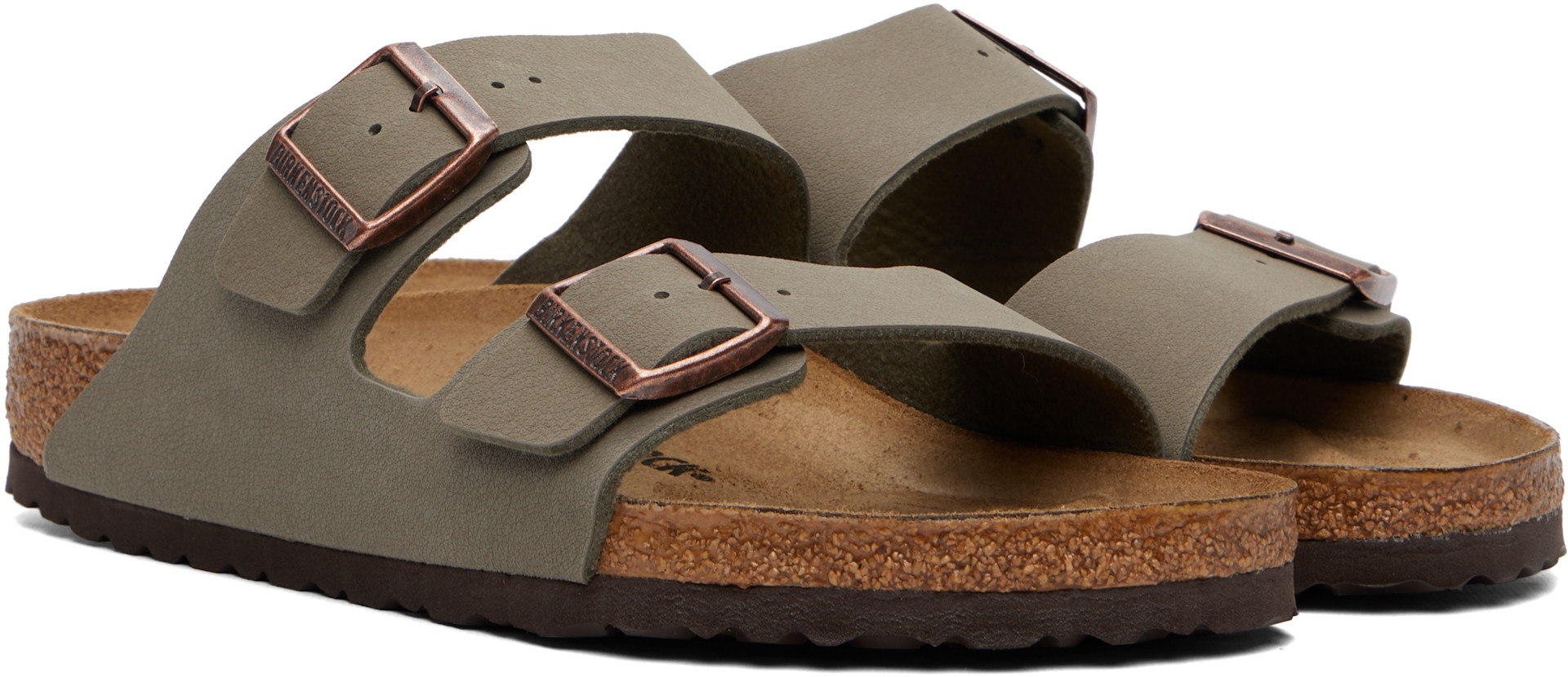 Birkenstock: グレー Regular Arizona Birkibuc サンダル | SSENSE 日本