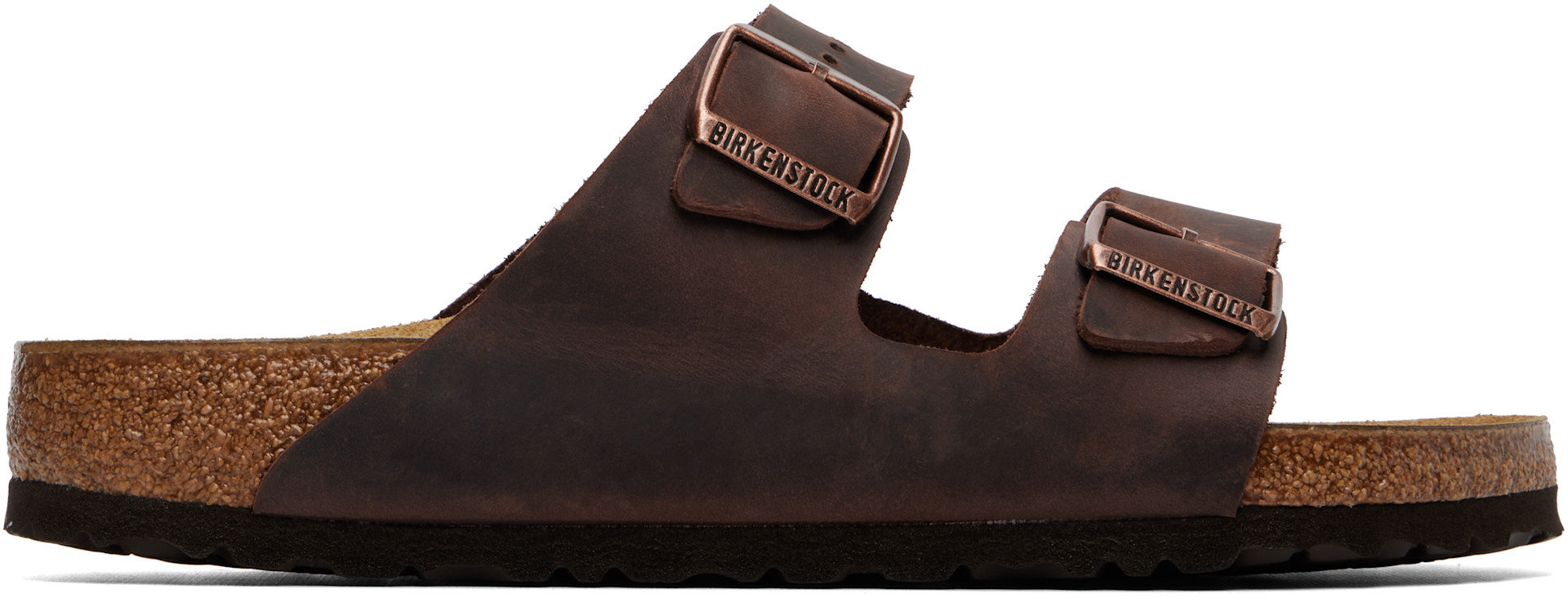 Birkenstock: ブラウン Arizona レギュラー オイルレザー サンダル