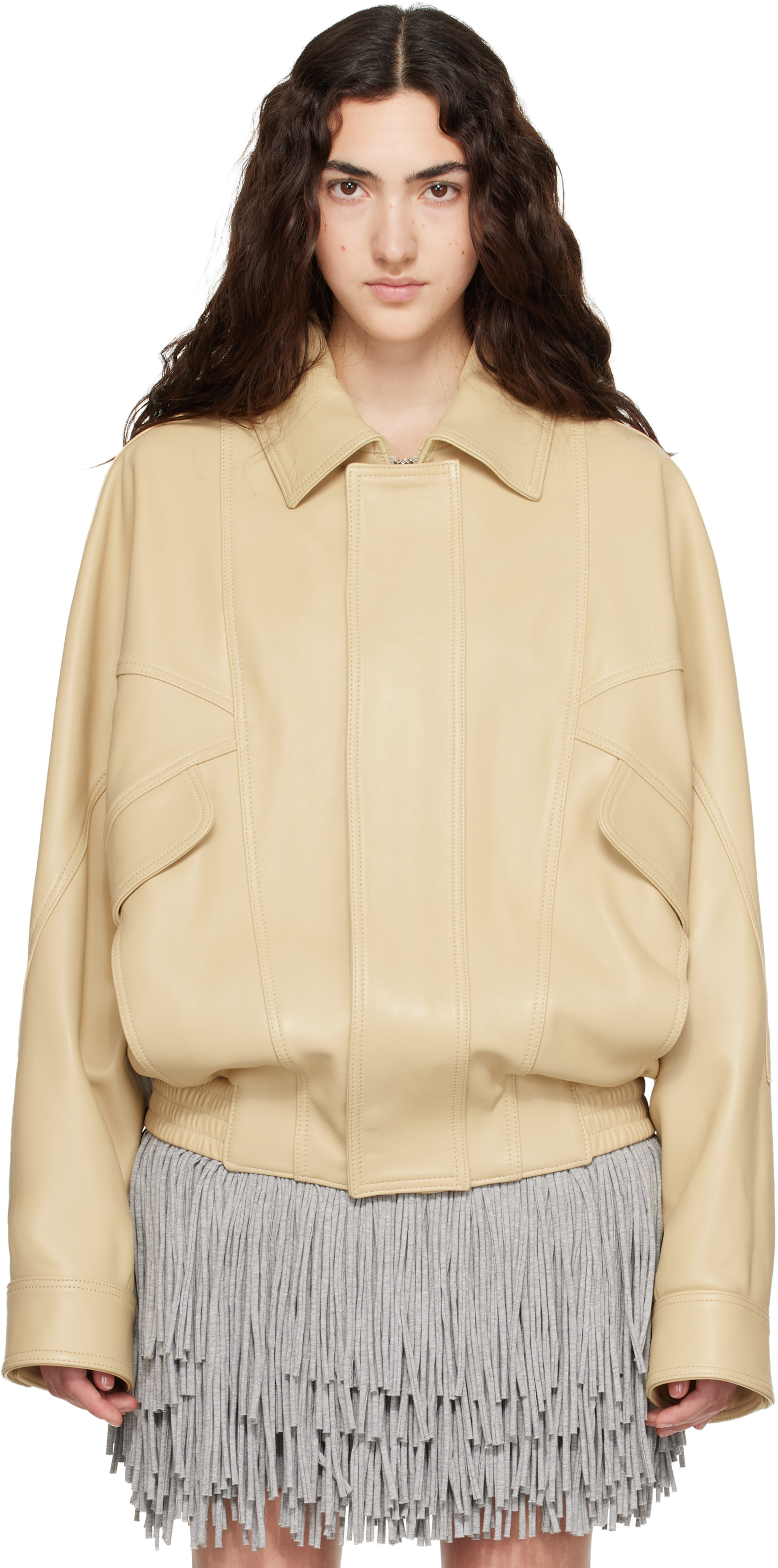 ABRA - Yellow Leather Bomber Jacket