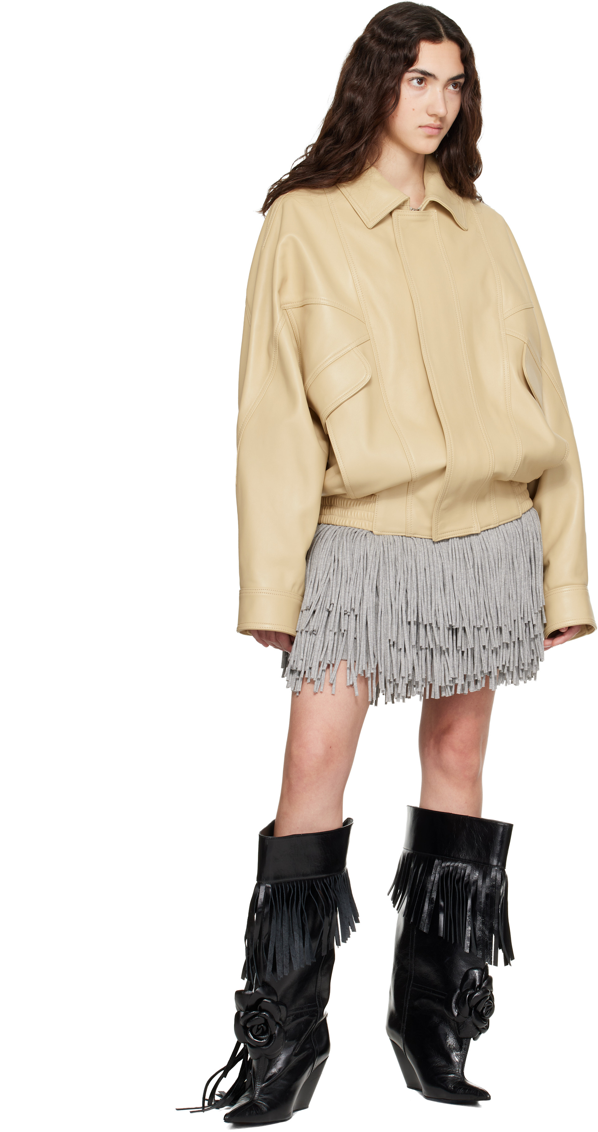 ABRA - Yellow Leather Bomber Jacket