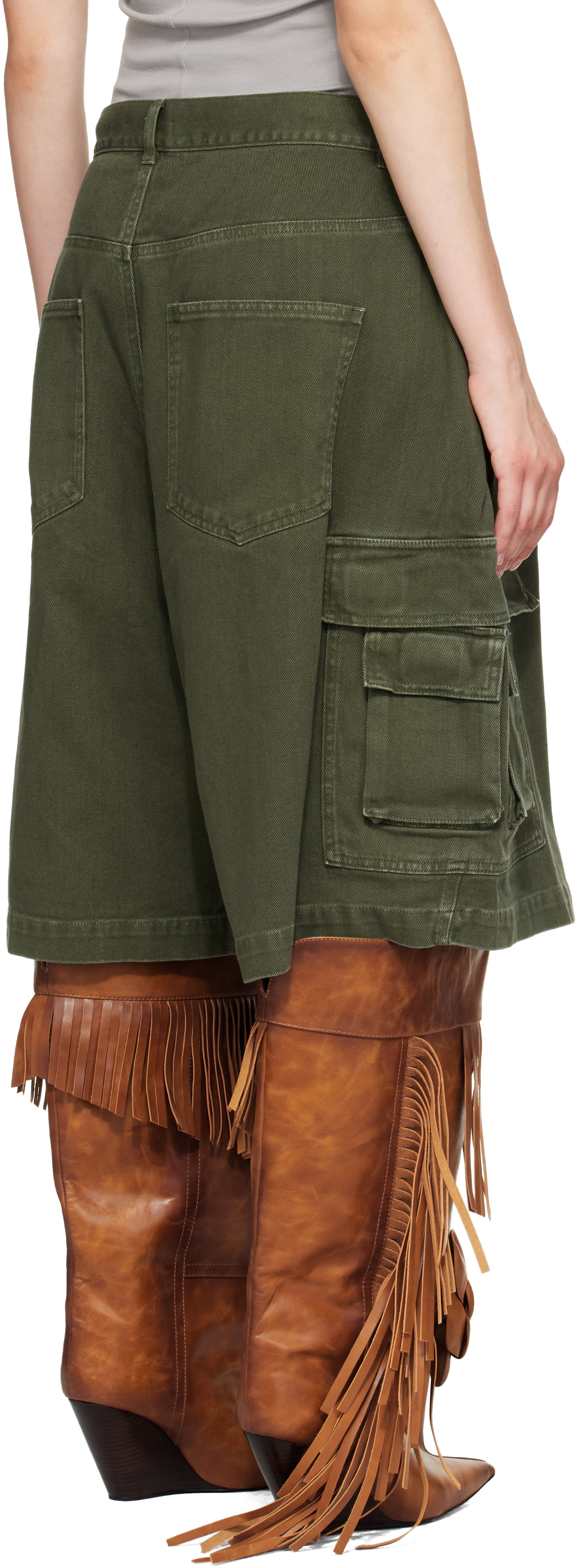 ABRA - Short cargo kaki en coton