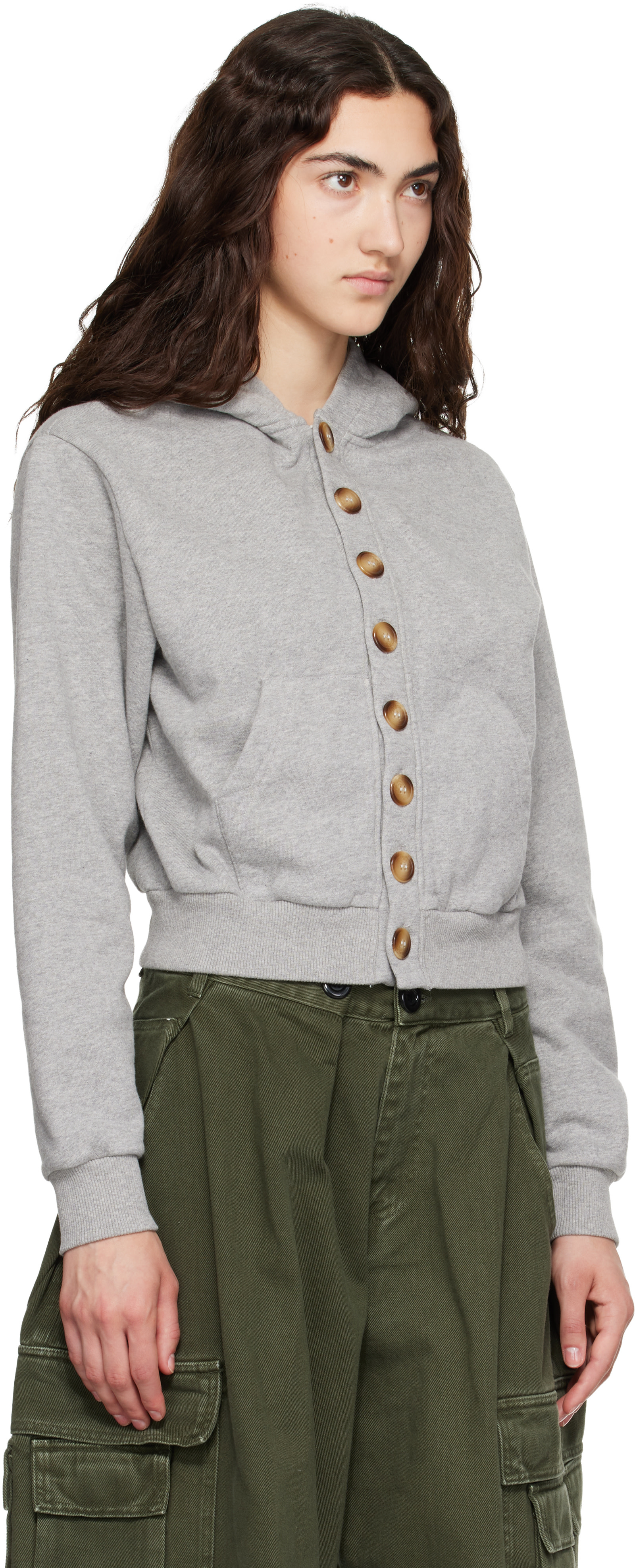 ABRA - Pull à capuche de style cardigan gris