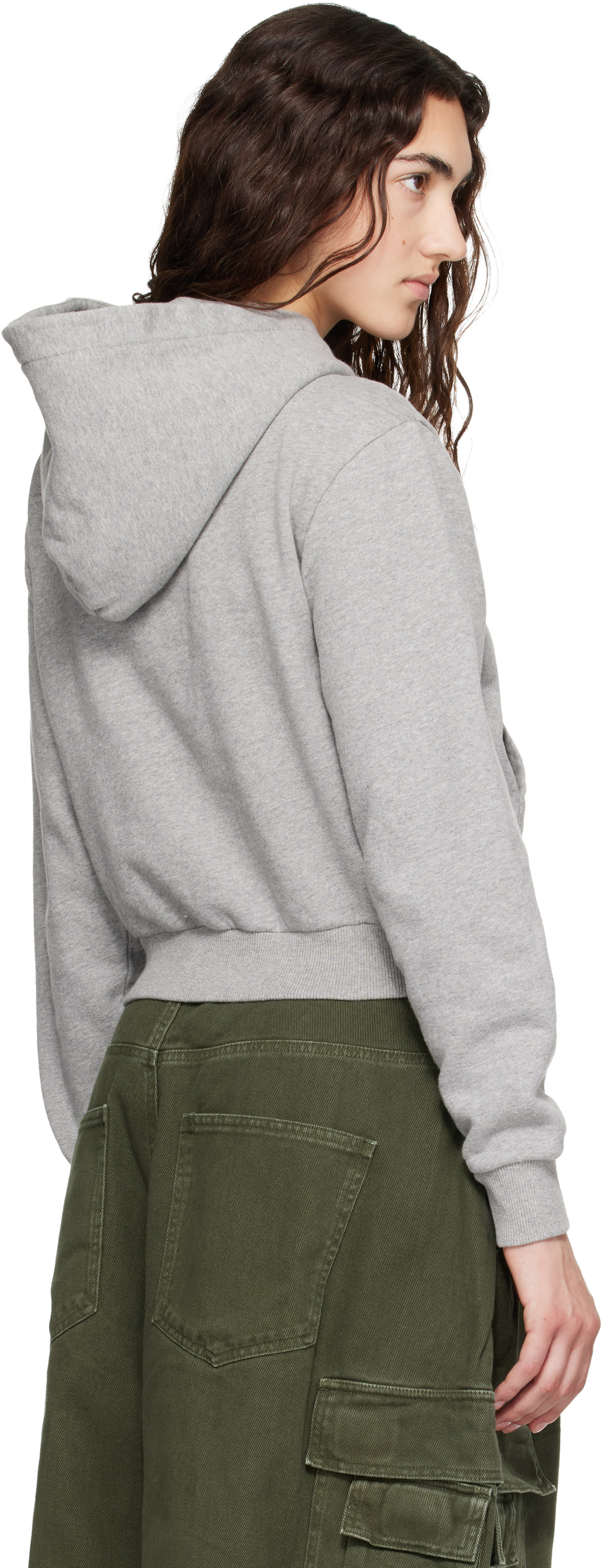 ABRA - Pull à capuche de style cardigan gris