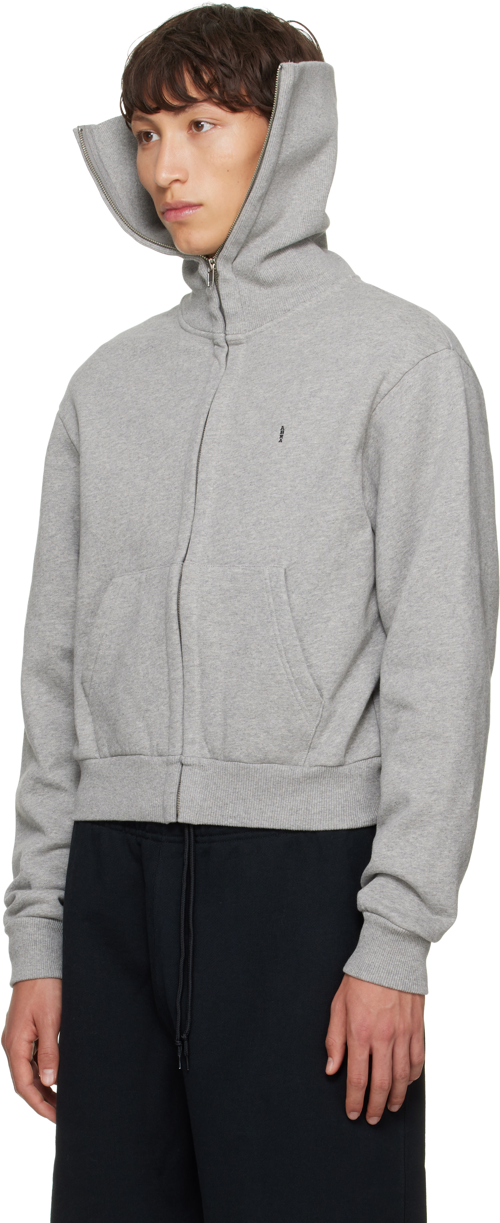 ABRA - Gray Zipped Up Neck Sweater