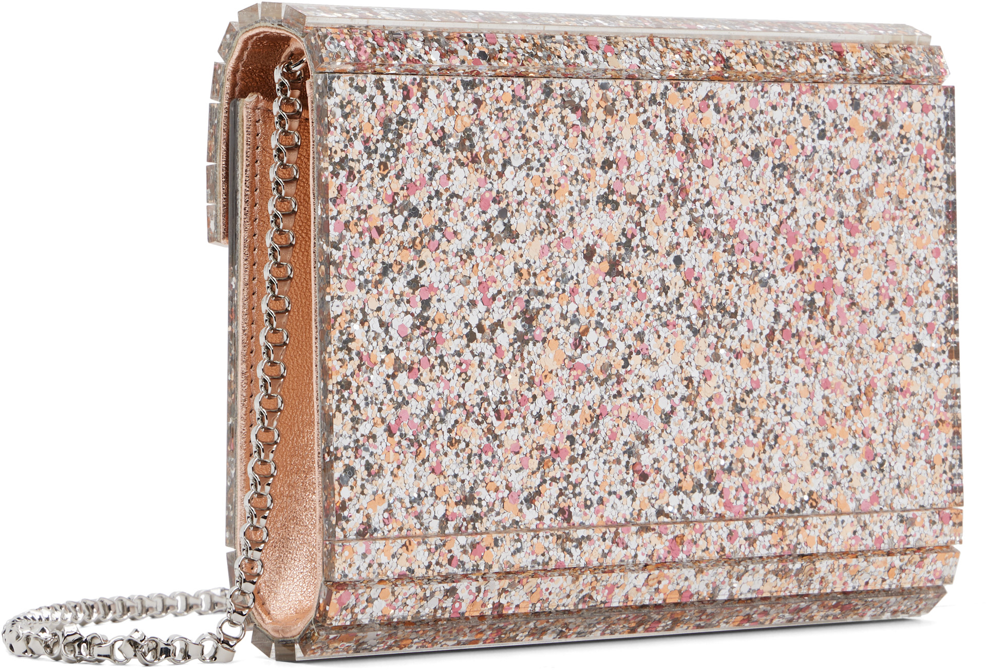 JIMMY CHOO ピンクシルバー クラッチバッグ Jimmy Choo: Pink & Silver Candy Clutch | SSENSE
