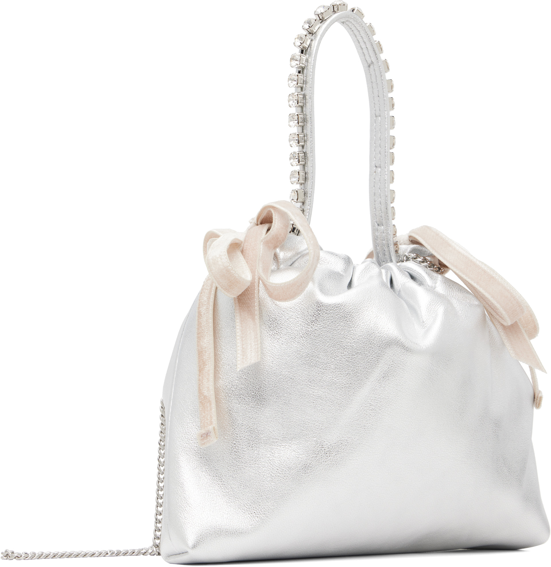 JIMMY CHOO シルバー パーティバック Jimmy Choo: Silver Drawstring Mini Top Handle Bag | SSENSE