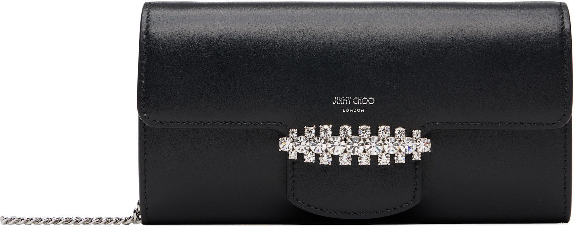 Jimmy Choo: Black Bing Wallet Chain Bag | SSENSE