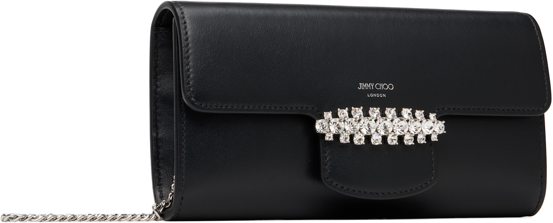 Jimmy Choo: Black Bing Wallet Chain Bag | SSENSE