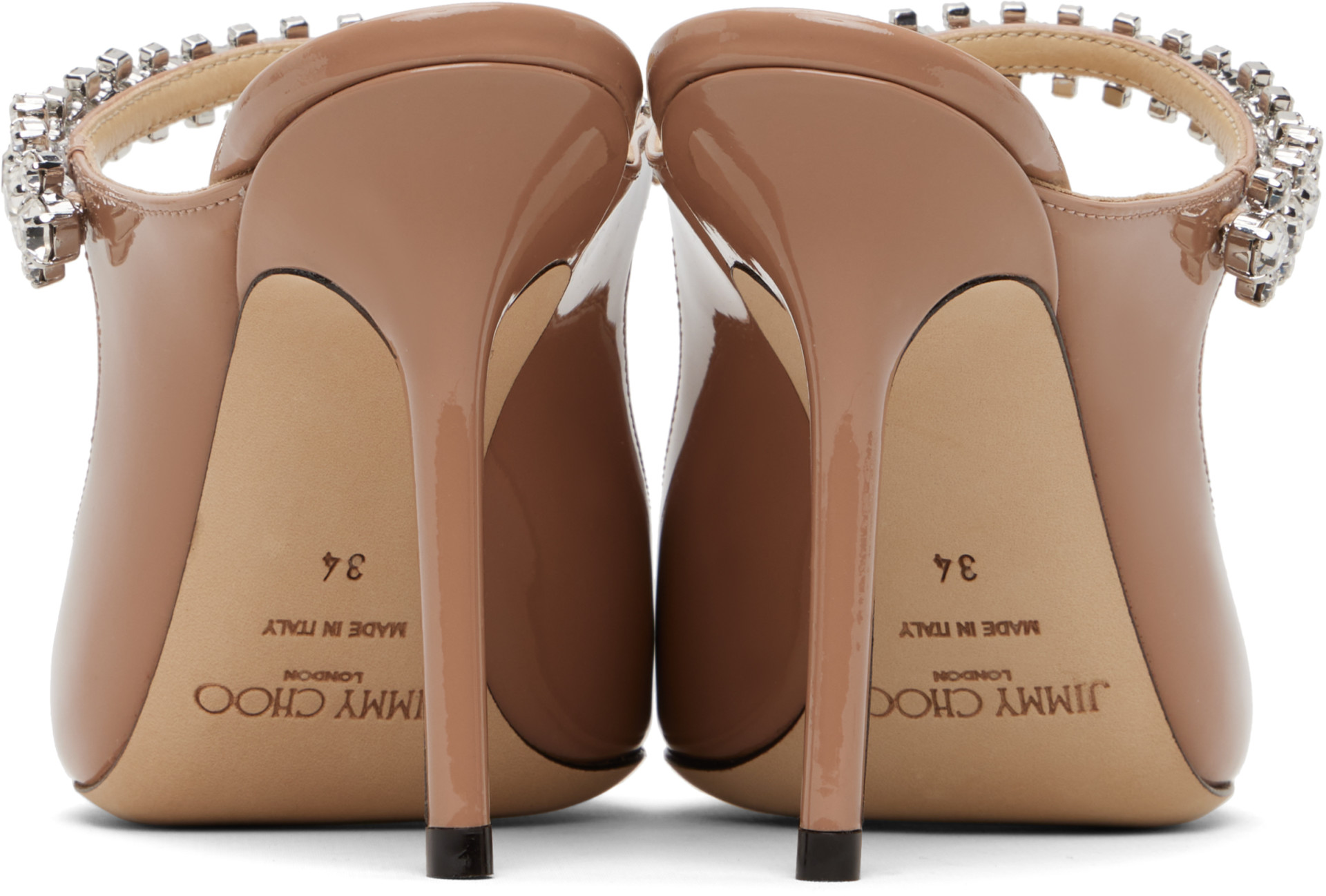 jimmy choo BING100 36 ピンクベージュ ミュール Jimmy Choo: Pink Bing 100 Heels | SSENSE