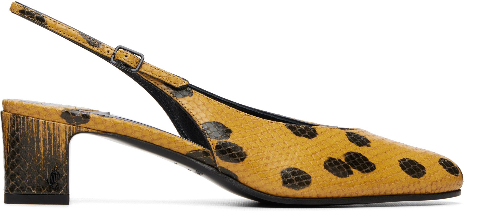 yello GATE HEELS ブラック xxl Jimmy Choo: Yellow & Black Eyla Sling Back 45 Heels | SSENSE Canada