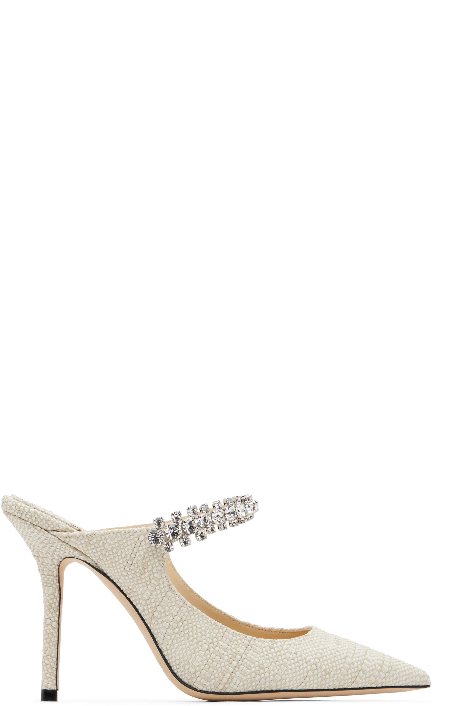 Jimmy Choo: Beige Bing 100 Fine Raffia heels | SSENSE