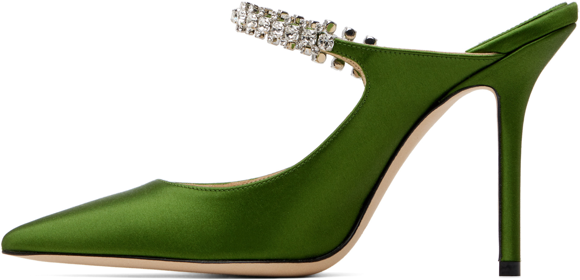 Jimmy Choo: グリーン Bing 100 サテン ヒール | SSENSE 日本