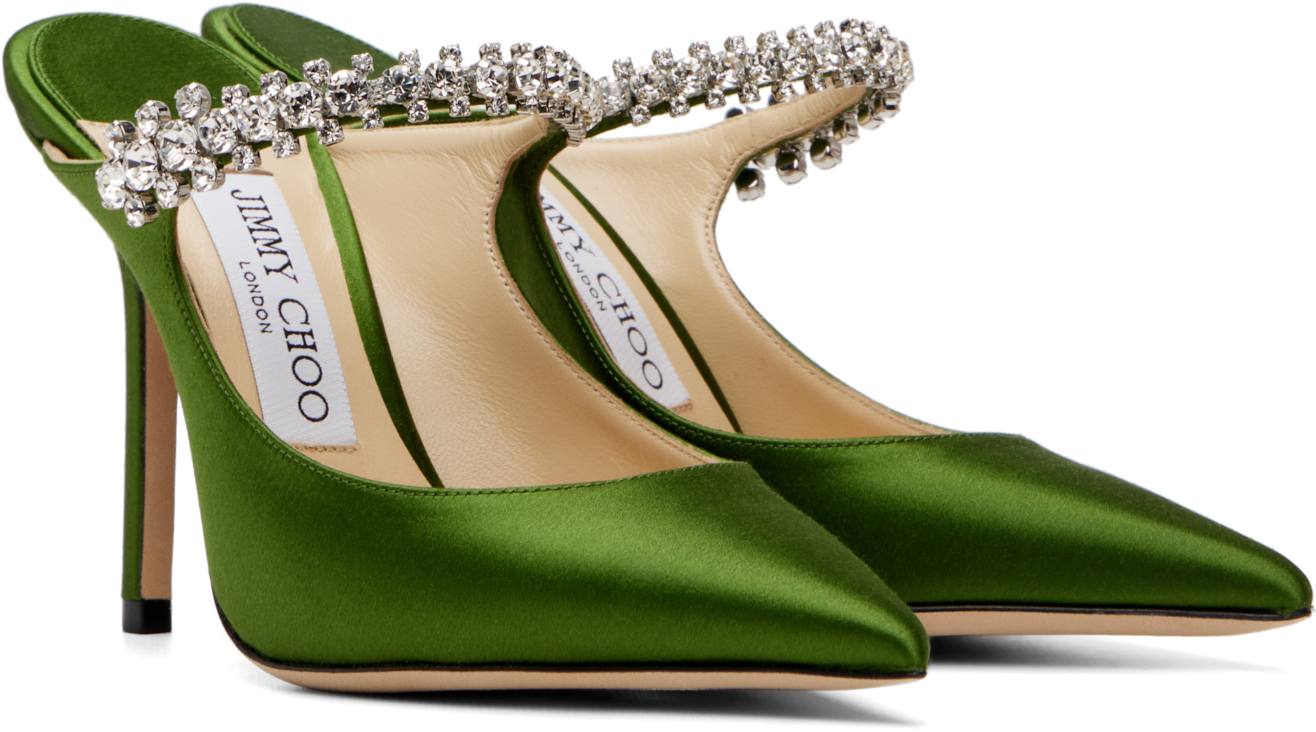 Jimmy Choo: グリーン Bing 100 サテン ヒール | SSENSE 日本