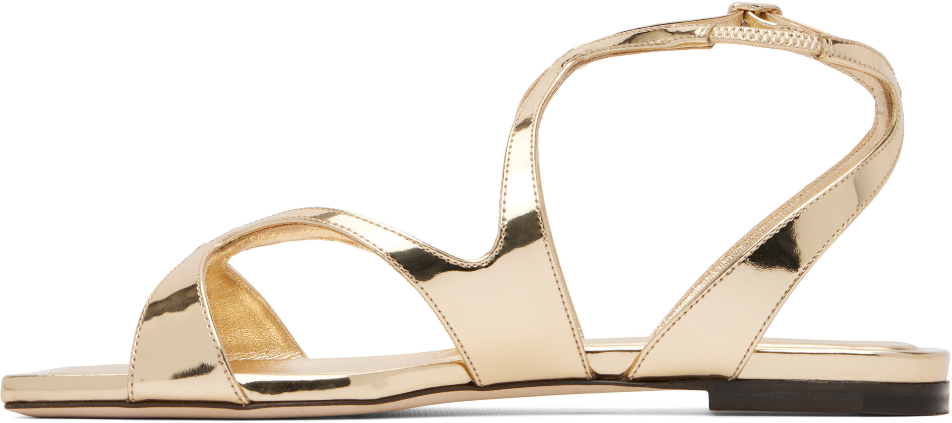美品✨JIMMY CHOO ゴールド ストラップ サンダル 37.5 Jimmy Choo: Gold Ayla Flat Sandals | SSENSE
