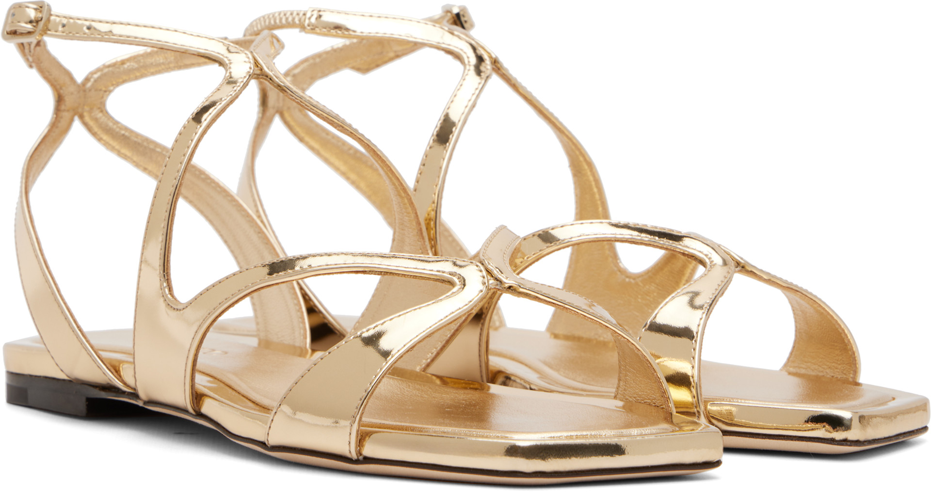 Jimmy Choo: Gold Ayla Flat Sandals | SSENSE