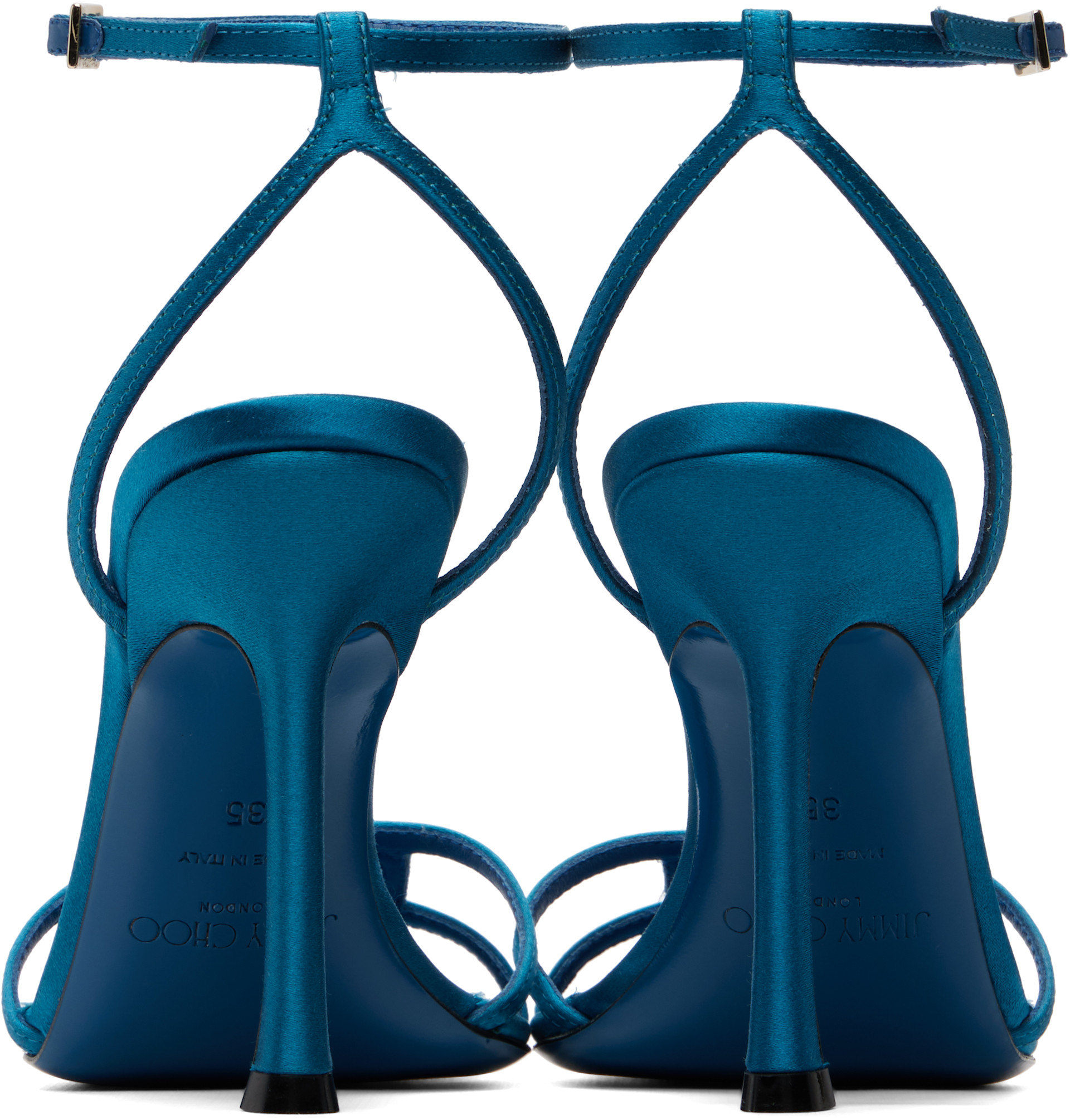 Jimmy Choo: Blue 1998 Leo 100 Satin Heeled Sandals | SSENSE