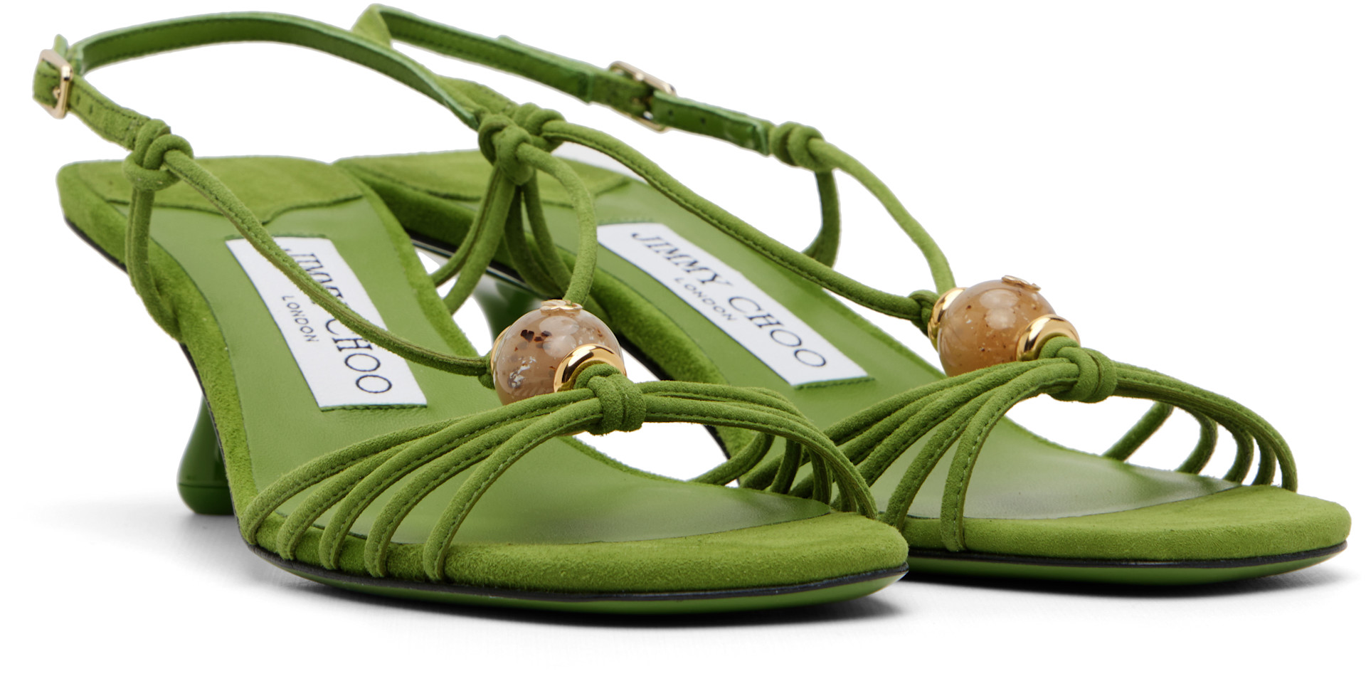 Jimmy Choo: Green Lova 50 Heeled Sandals | SSENSE