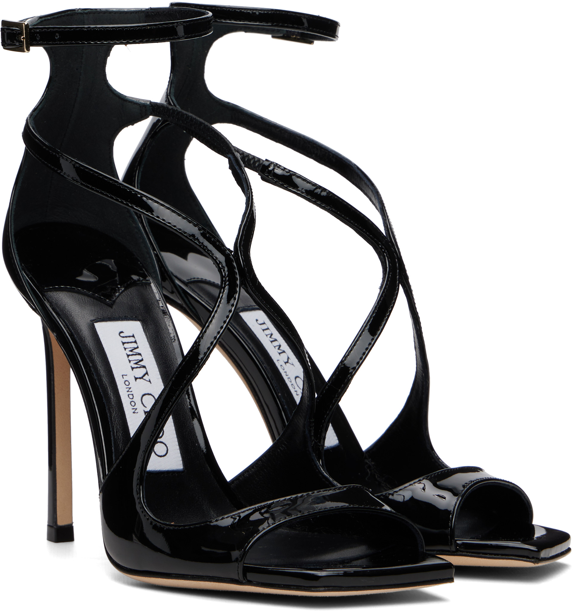 Jimmy Choo: Black Azia 95 Heeled Sandals | SSENSE