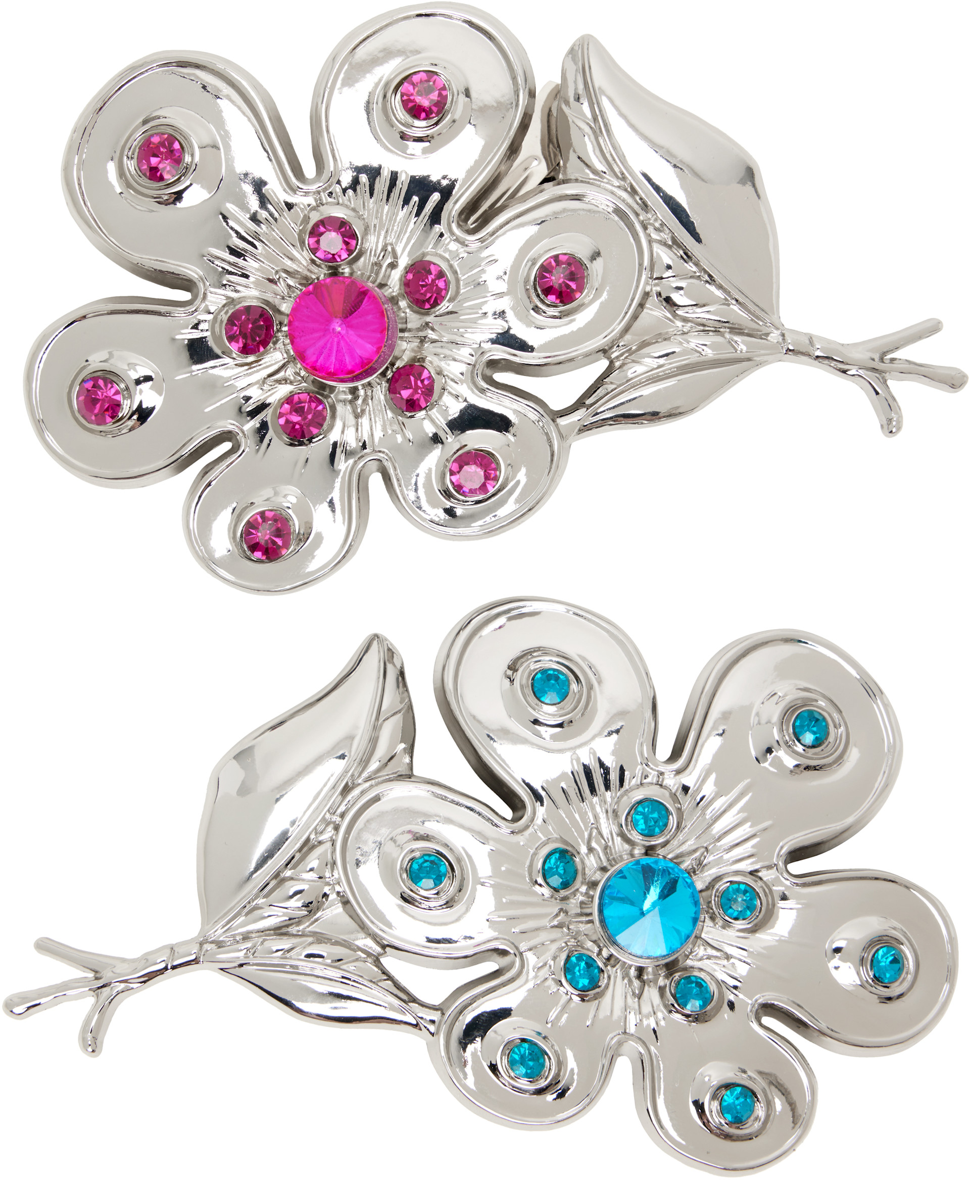 ヘアアクセサリー CHOPOVA LOWENA / MINI HAIR CLIPS Chopova Lowena: Two-Pack Silver Daisy Hair Clips | SSENSE
