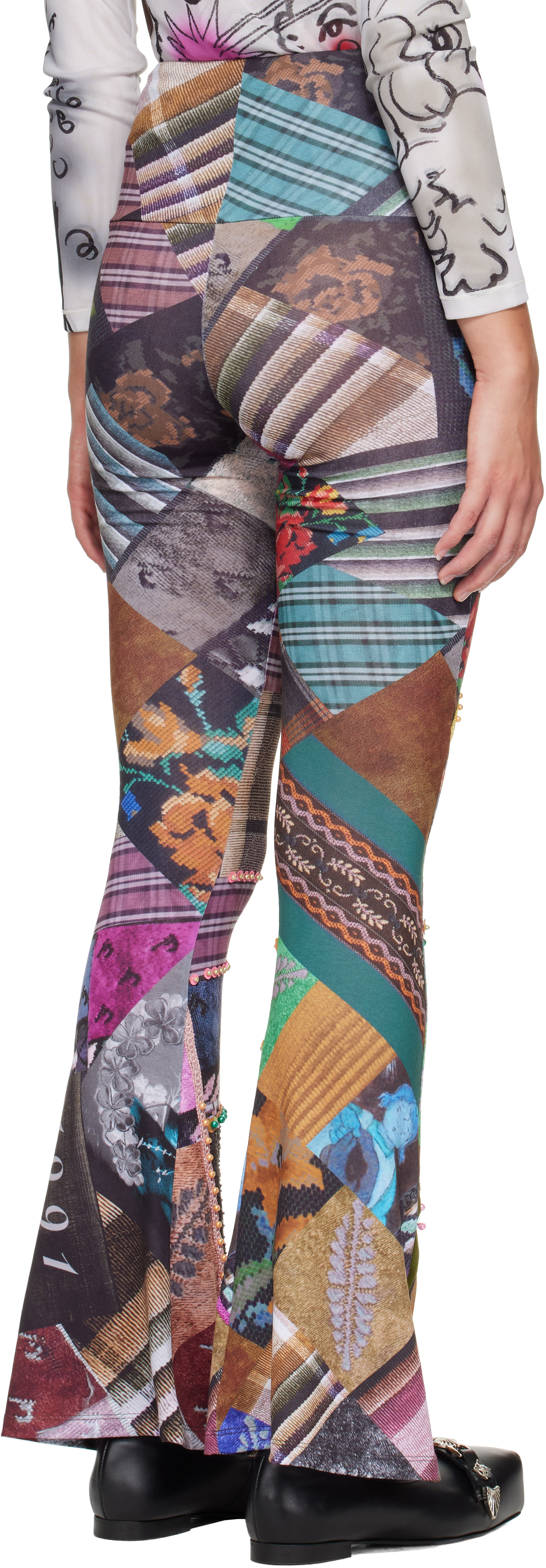 Chopova Lowena: Multicolor '1991' Beaded Jersey Leggings | SSENSE