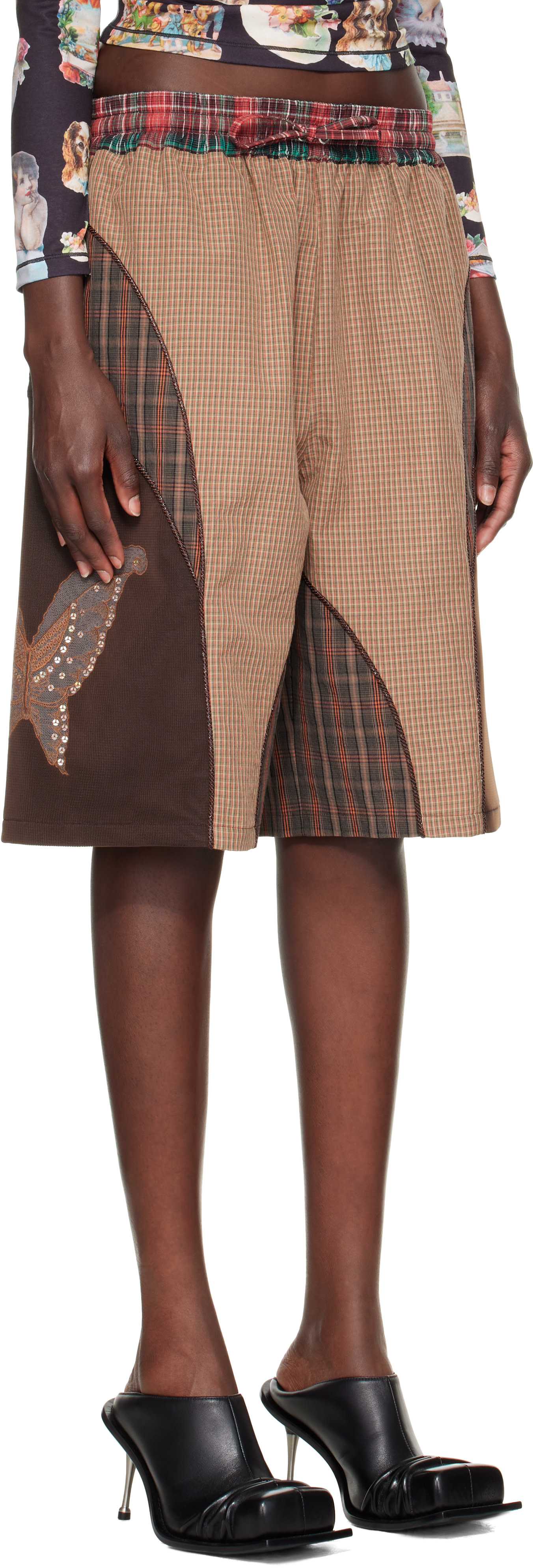 パンツ chopova lowena Chopova Lowena: Brown Swoon Shorts | SSENSE