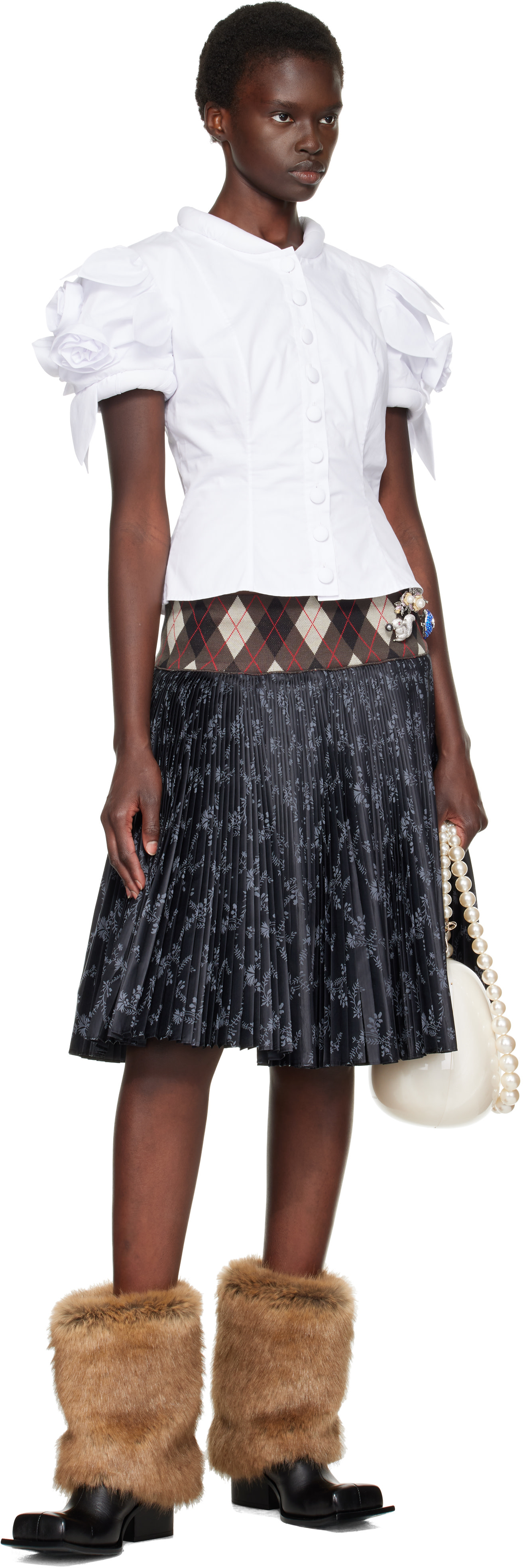 Chopova Lowena - Minijupe Crescent noire à plis