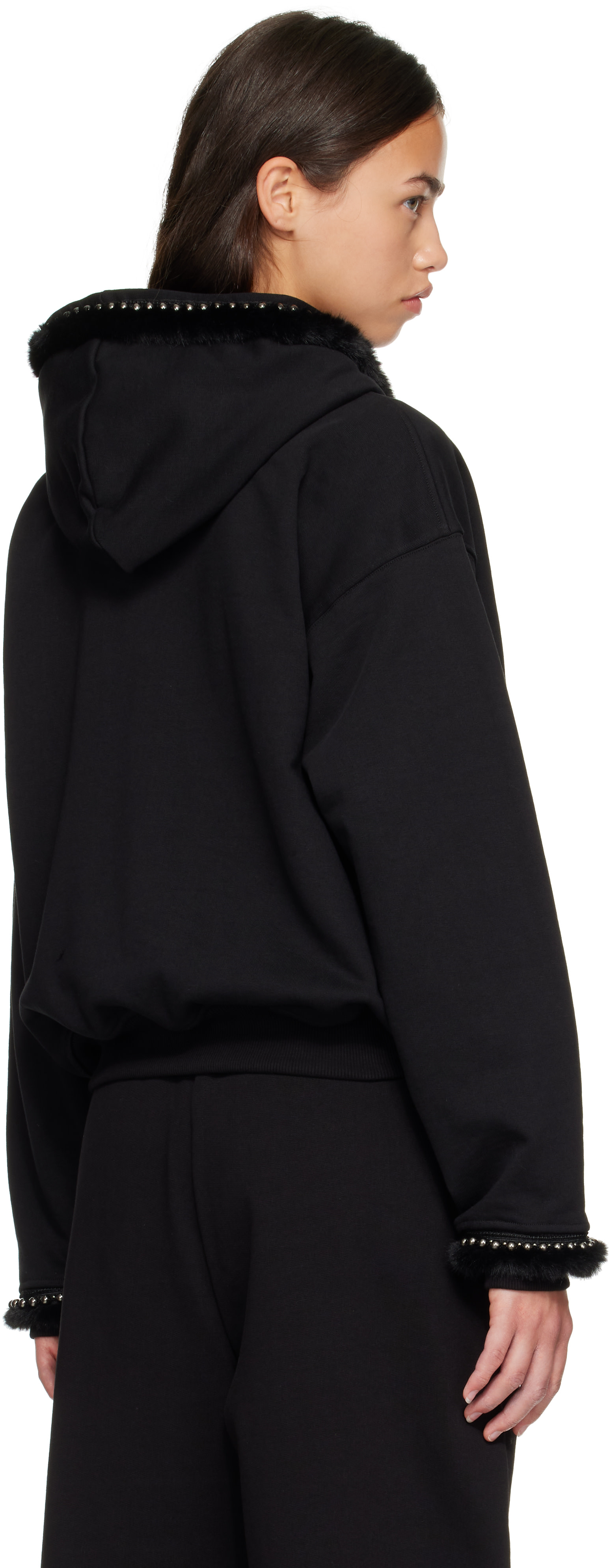 【最終値下げ】chopova lowena AW23 バラクラバ フリース Chopova Lowena: ブラック Fuzzy Pearl ジップフーディ | SSENSE 日本