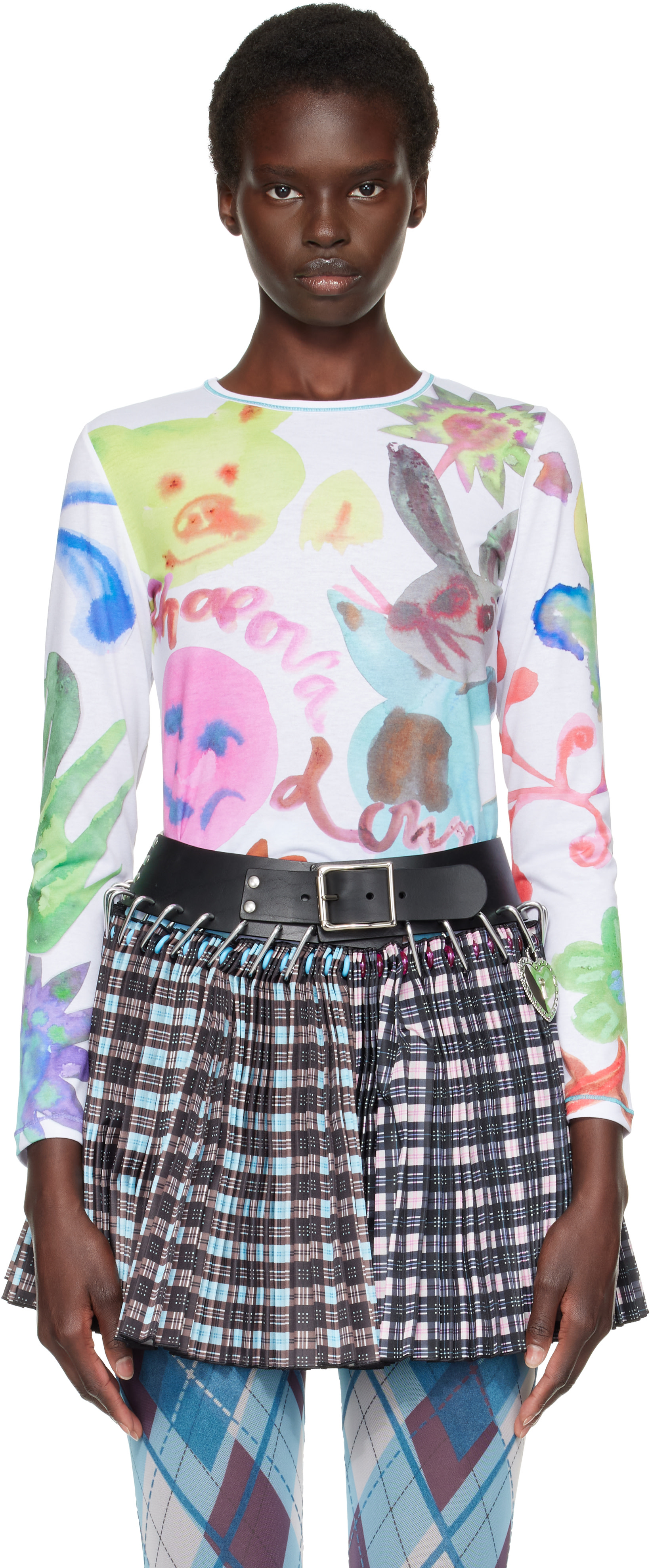 Chopova Lowena: White Splat Wet Fitted Jersey T-shirt | SSENSE