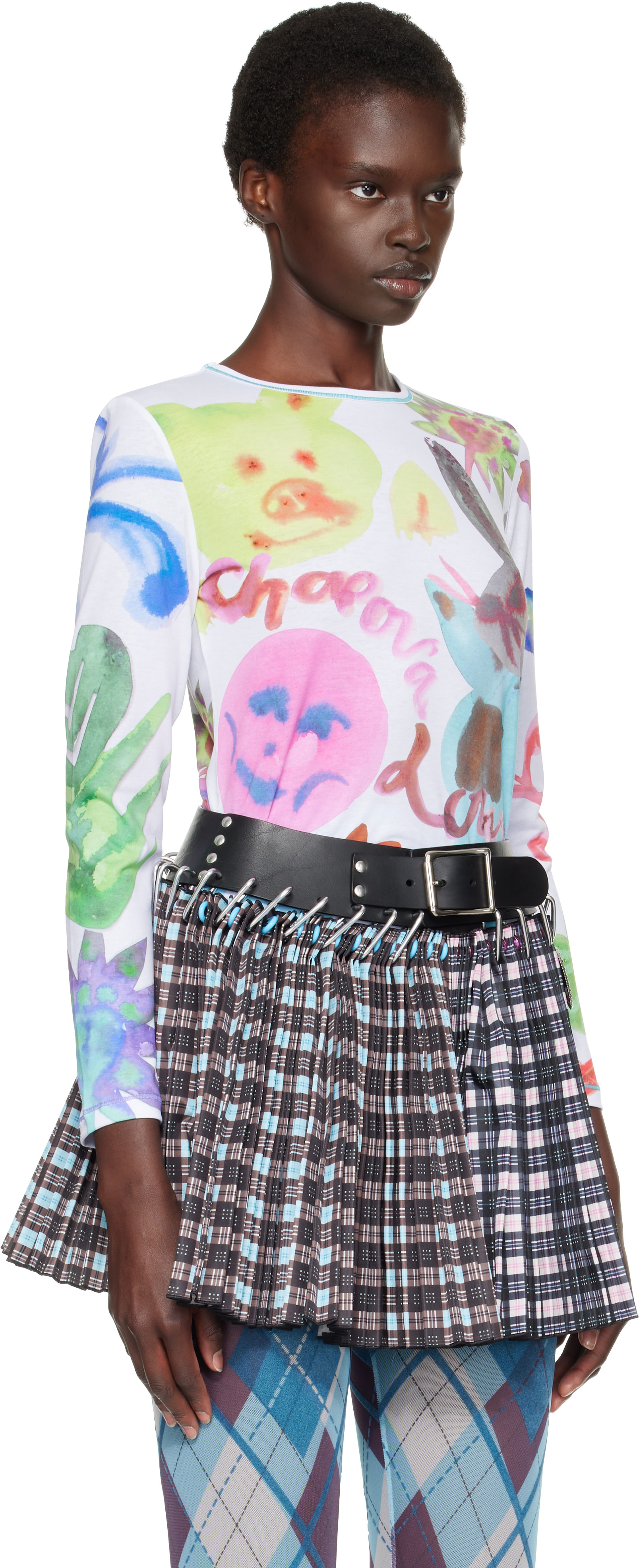 Chopova Lowena: White Splat Wet Fitted Jersey T-shirt | SSENSE
