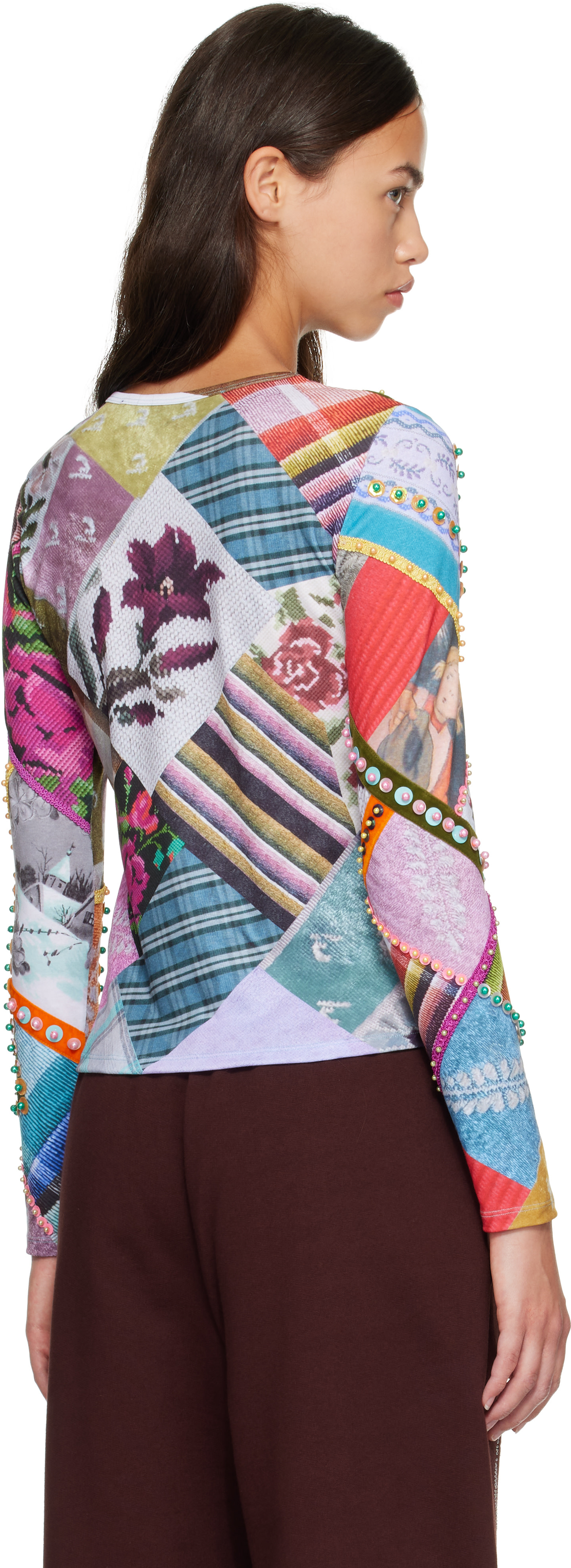 Chopova Lowena: Multicolor 'Witty' Beaded Jersey Top | SSENSE