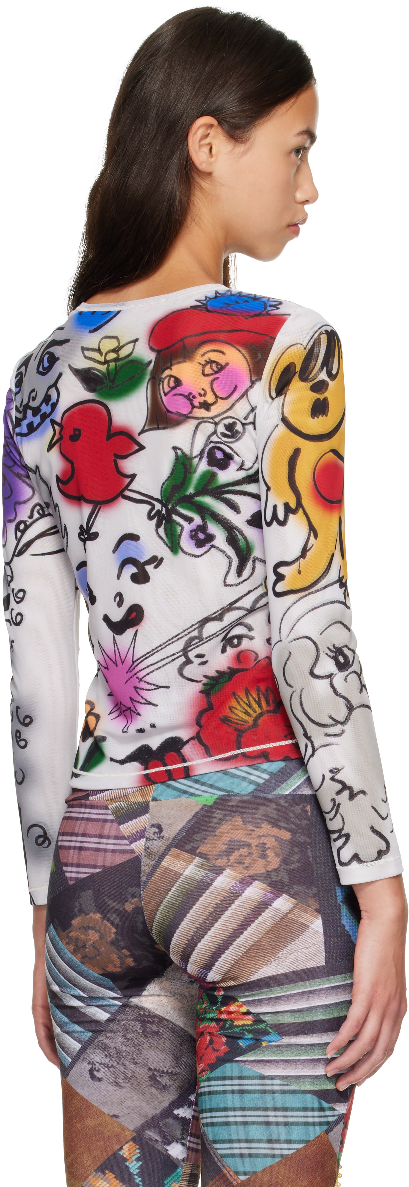 Chopova Lowena: ホワイト Spray It Fitted メッシュ トップス