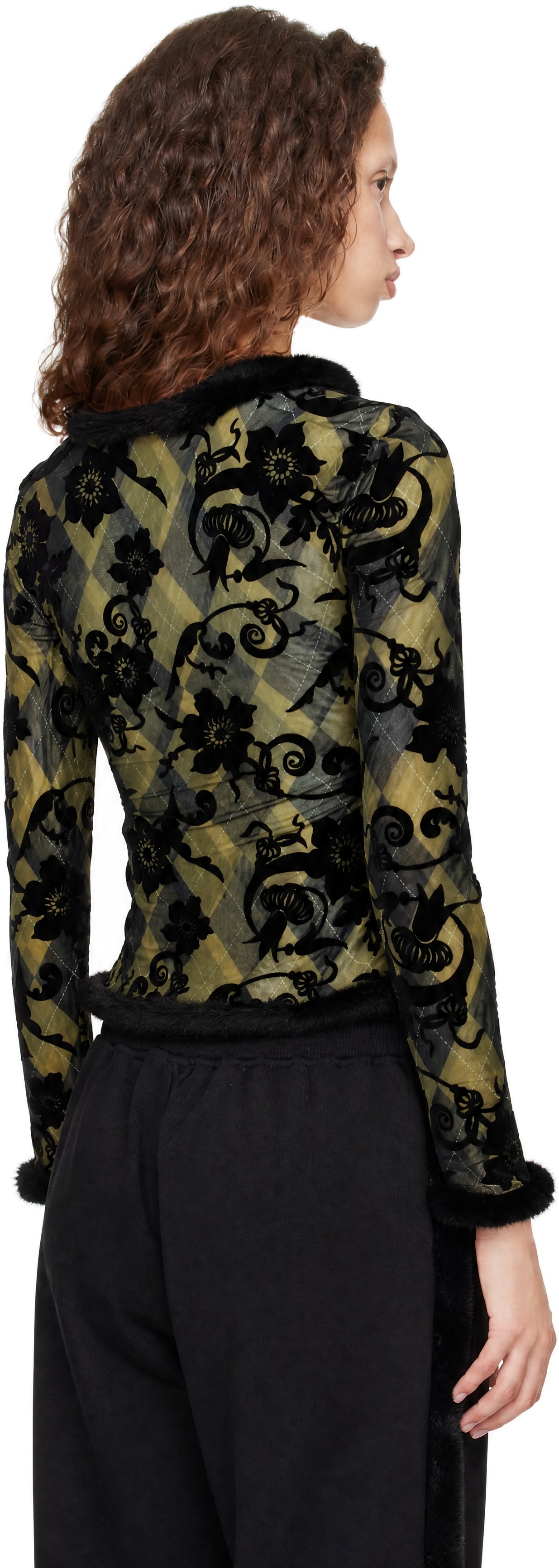 Chopova Lowena: Black & Green Dew Sweeper Mesh Blouse | SSENSE