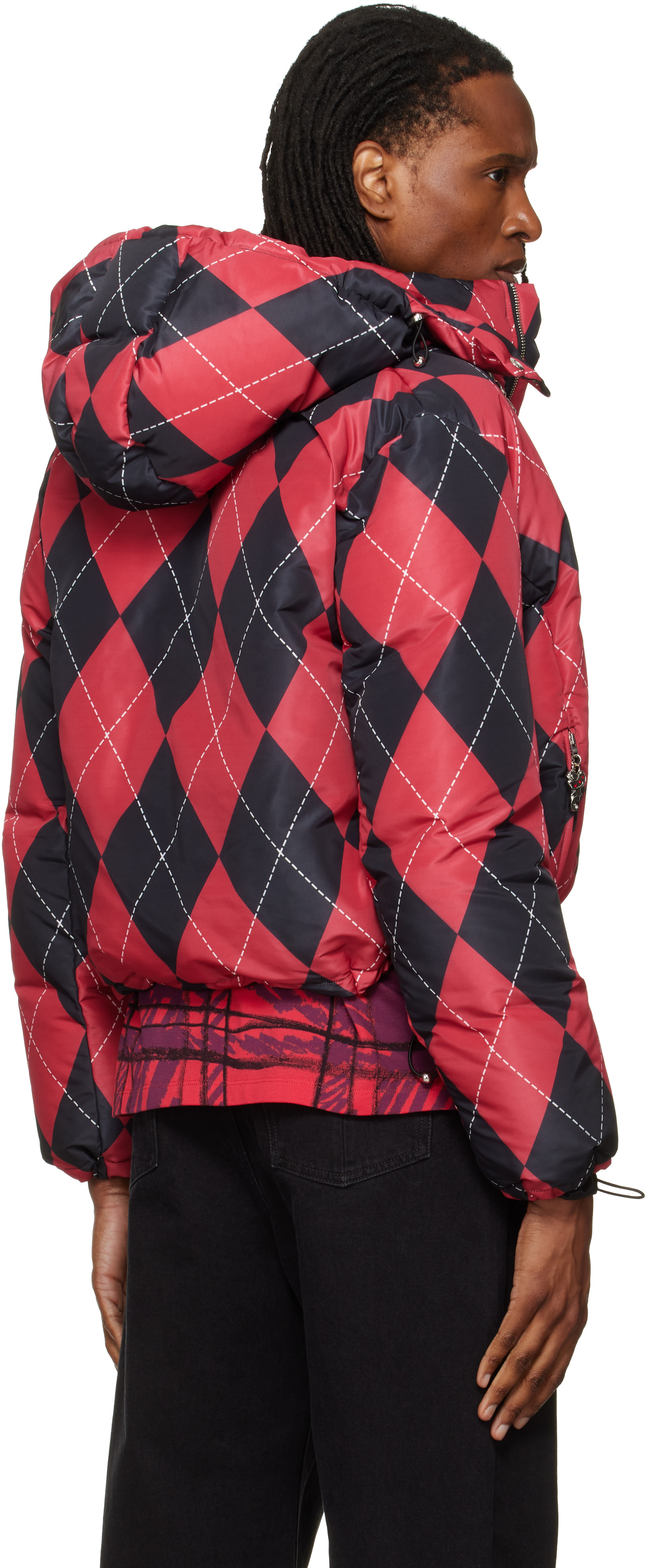 Chopova Lowena - Red Argyle Puffer Jacket
