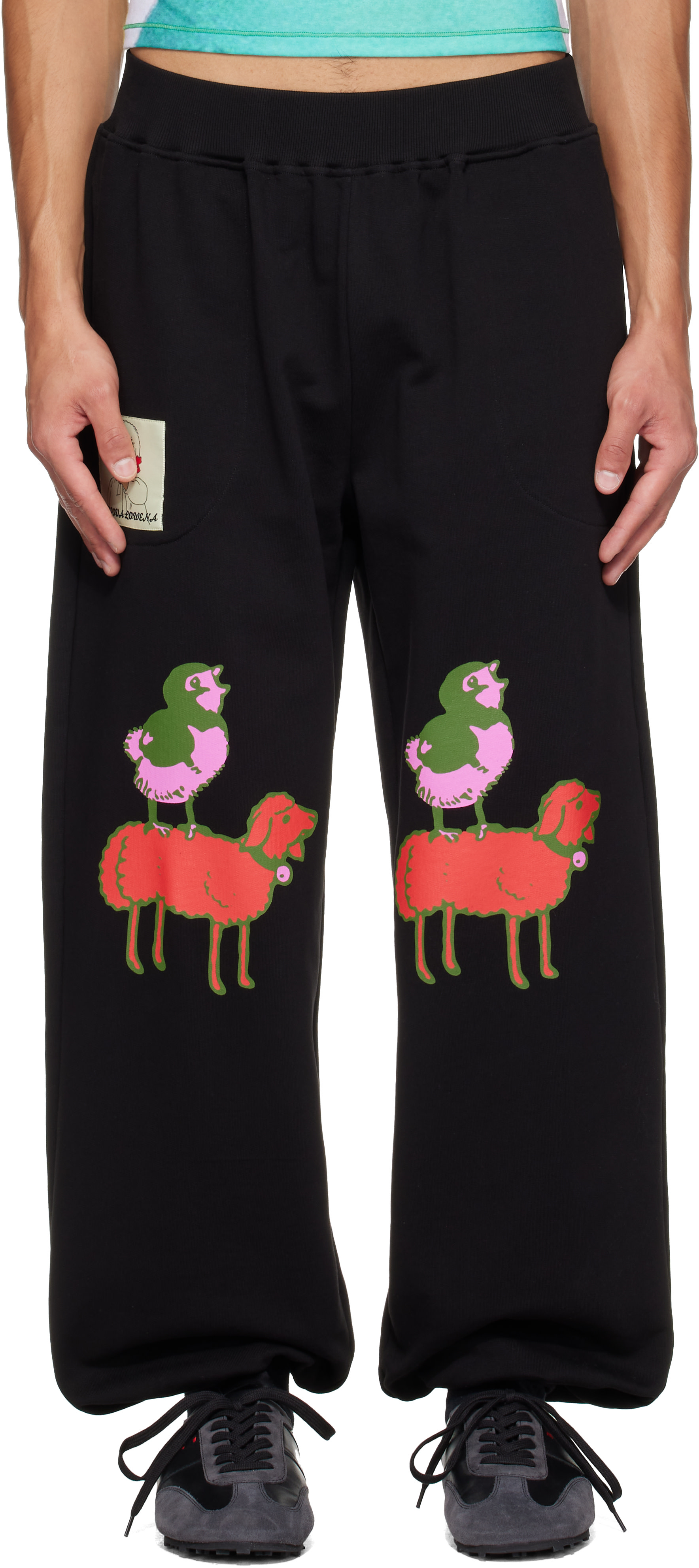 chopova lowena レギンス ハーフパンツ パンツ ss25 Chopova Lowena: Black Piggy Back Sweatpants | SSENSE