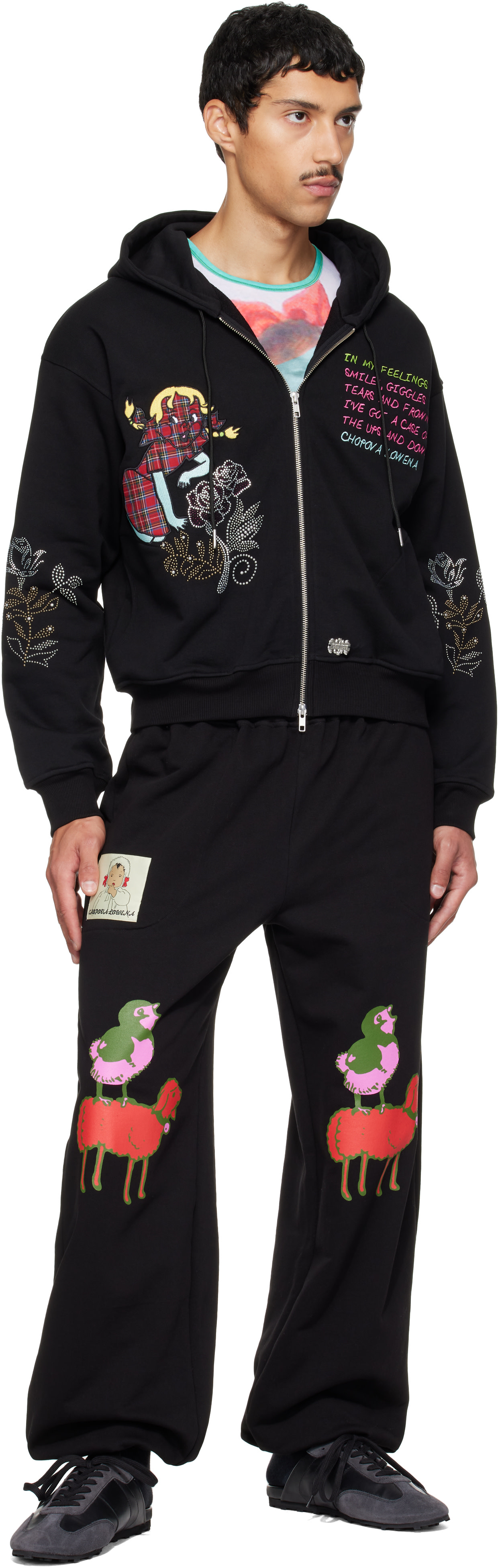 Chopova Lowena: Black Piggy Back Sweatpants | SSENSE