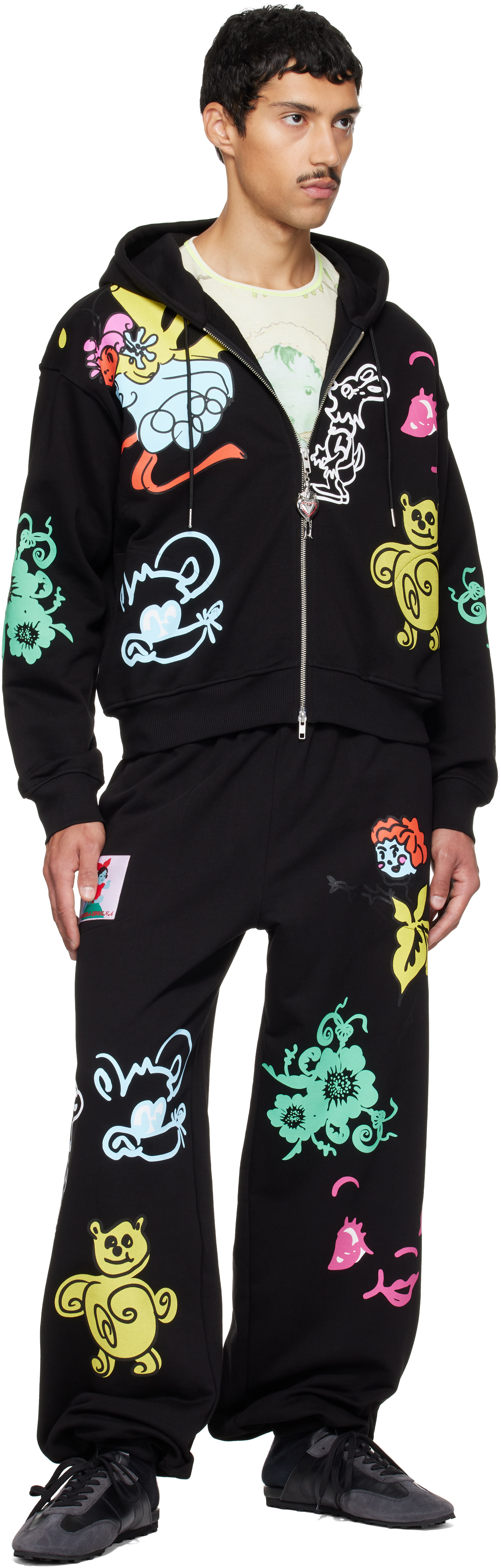 Chopova Lowena: Black 'Friends Of CL' Sweatpants | SSENSE